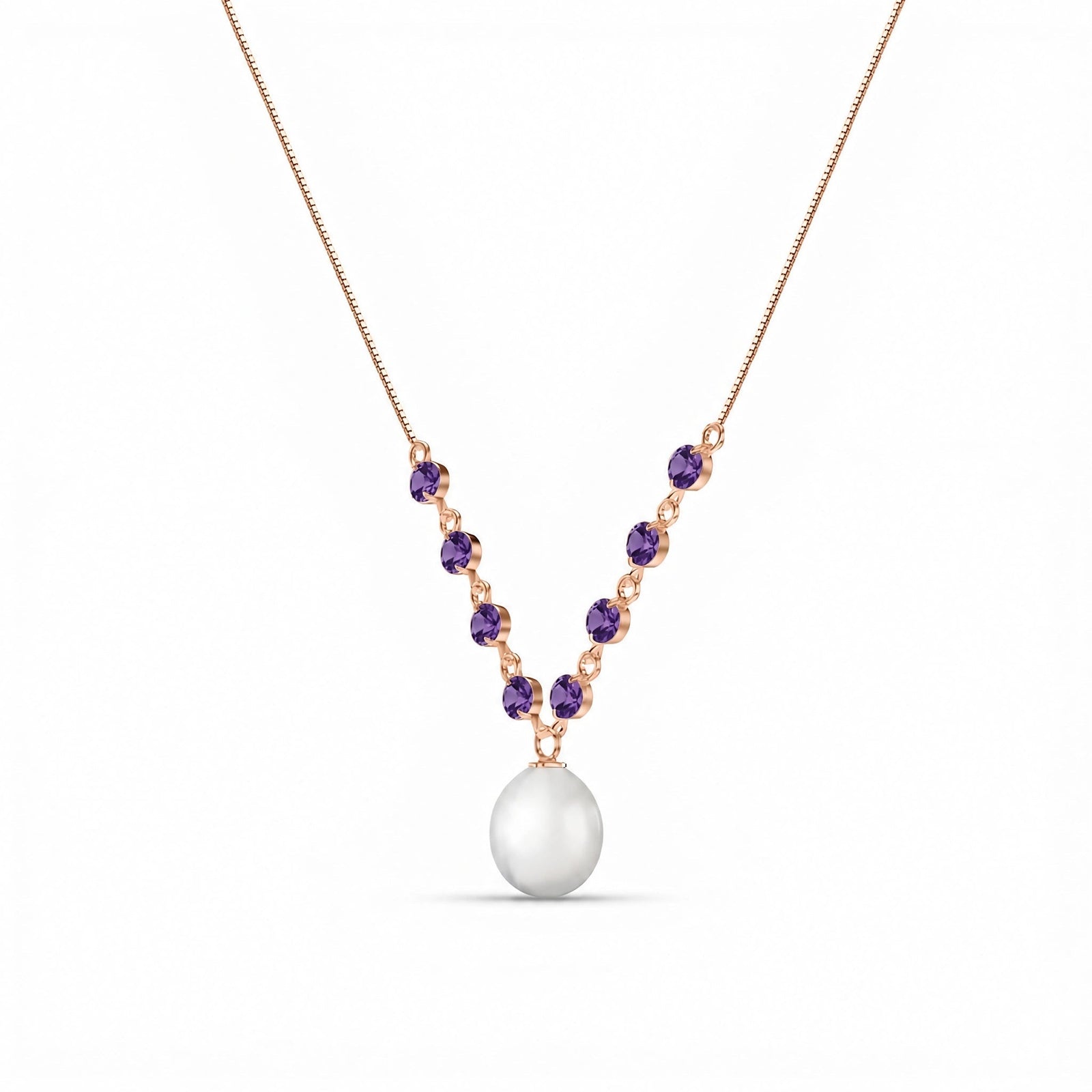 Rose Gold Necklace Pearl 10K — Elvira