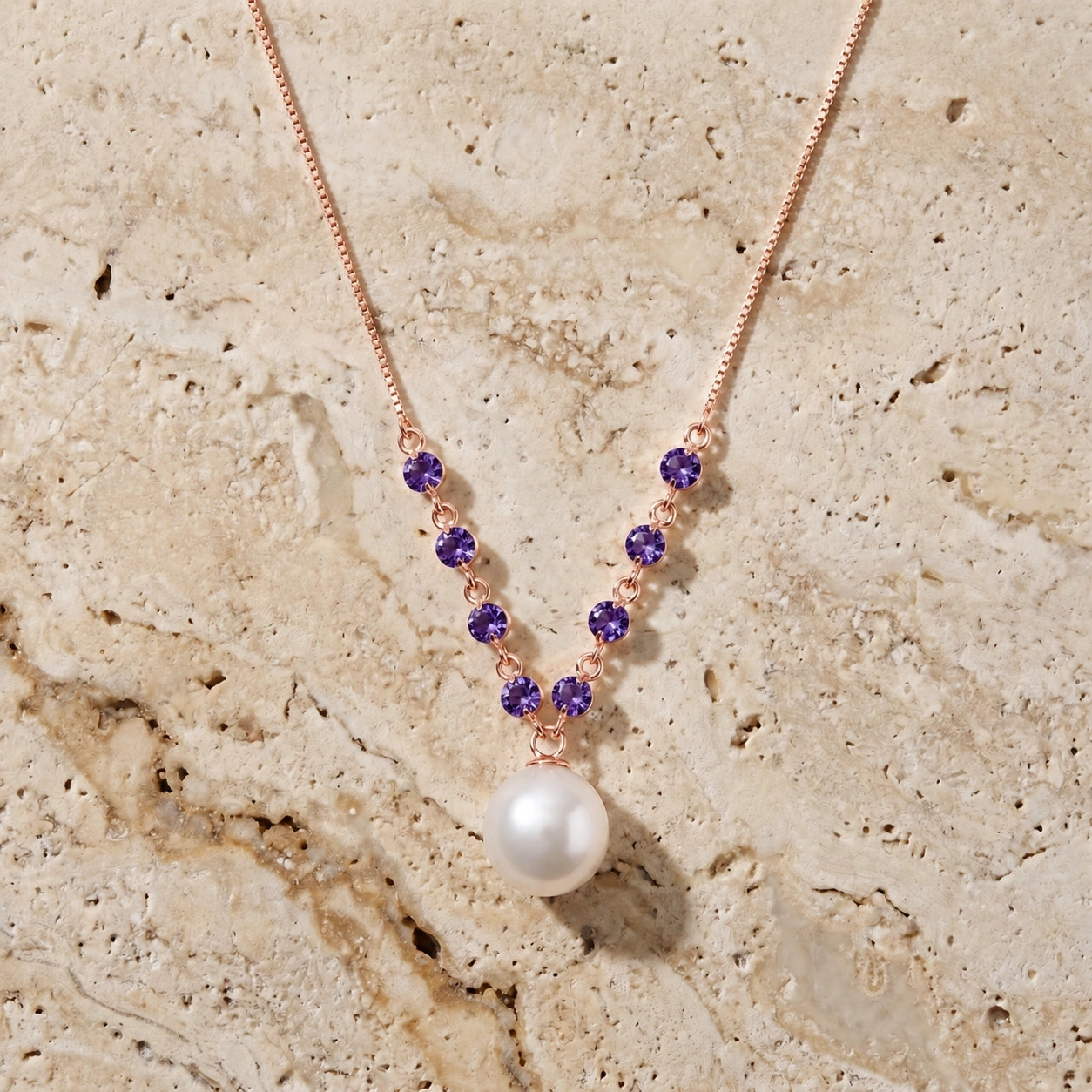 Rose Gold Necklace Pearl 10K — Elvira