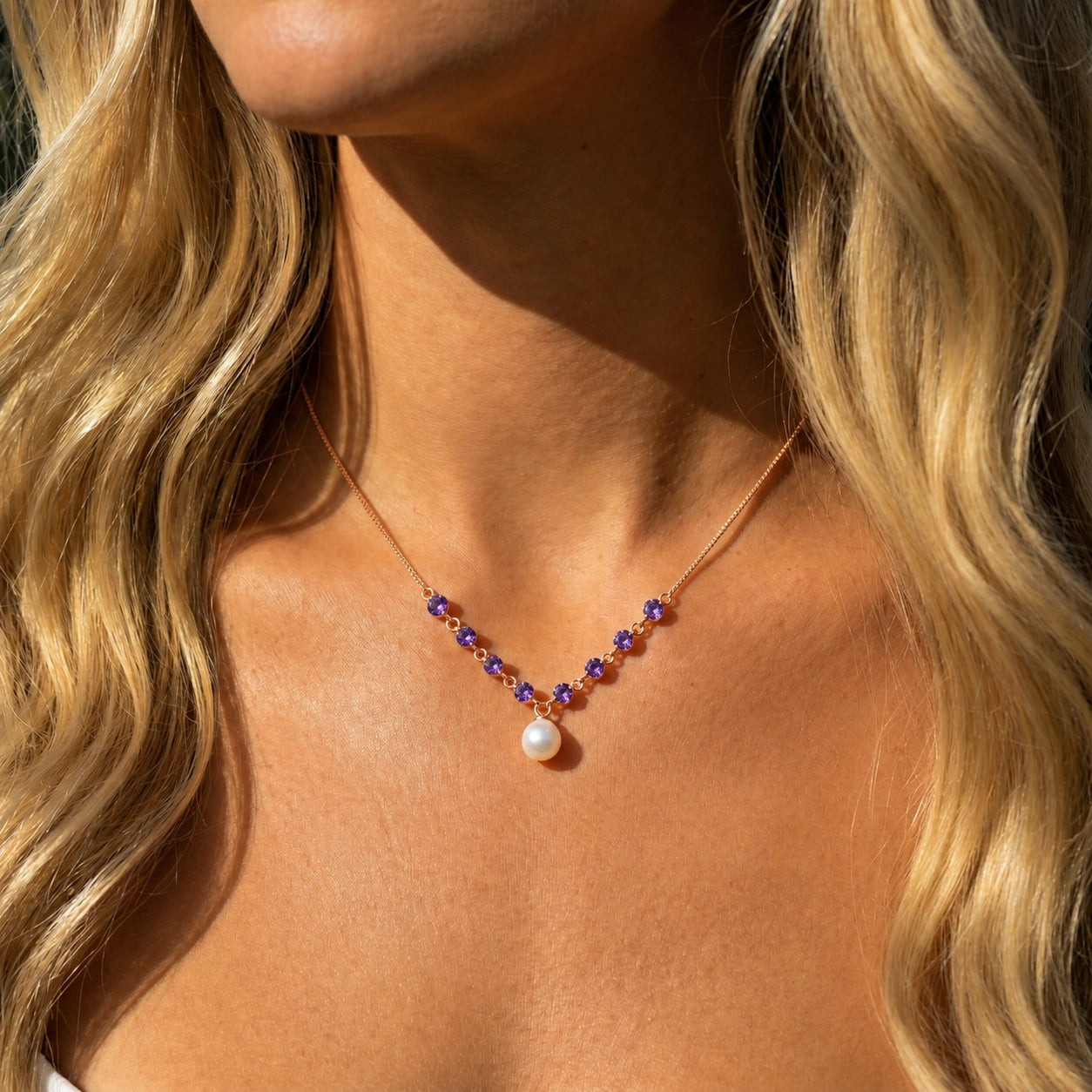 Rose Gold Necklace Pearl 10K — Elvira