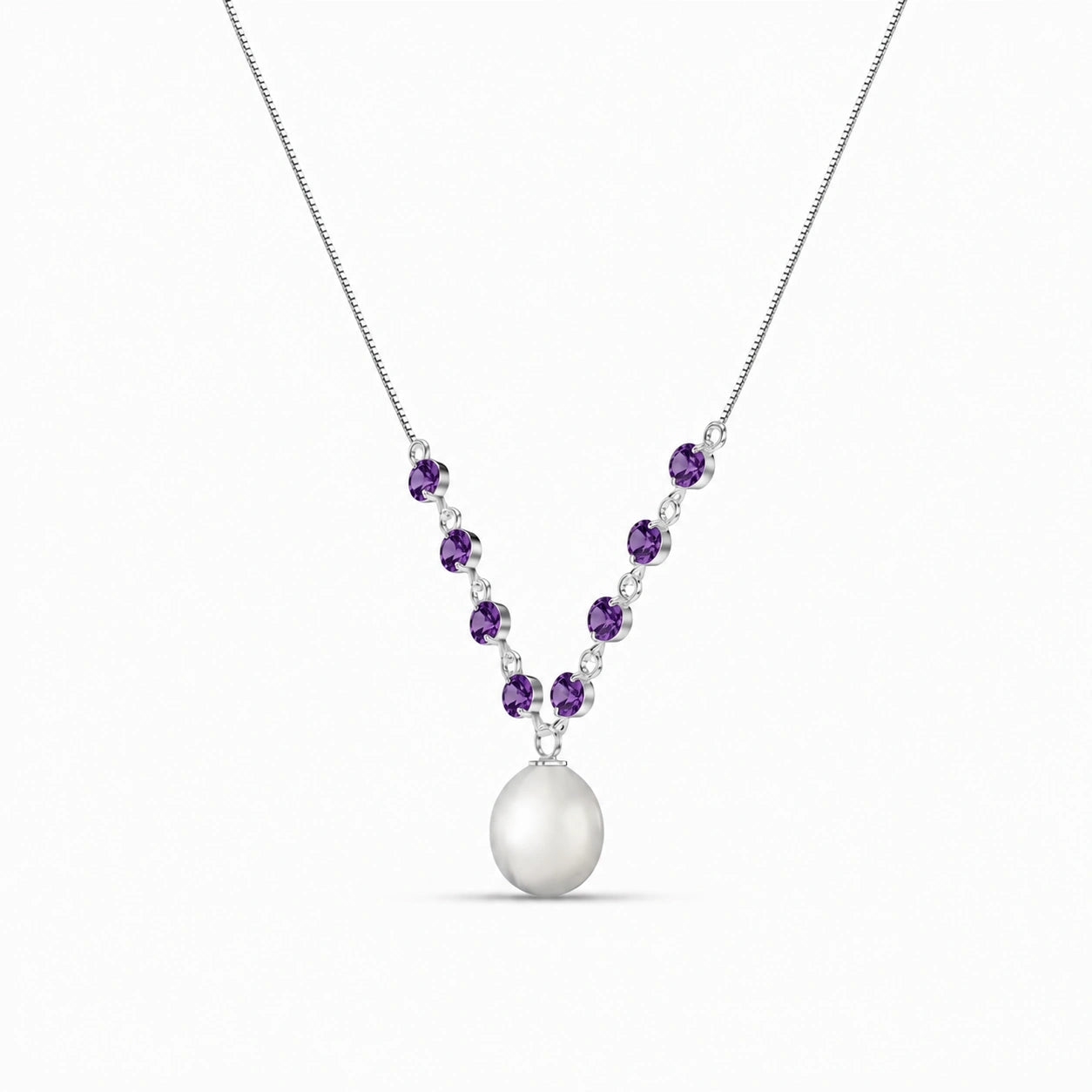 White Gold Necklace Pearl 10K — Elvira