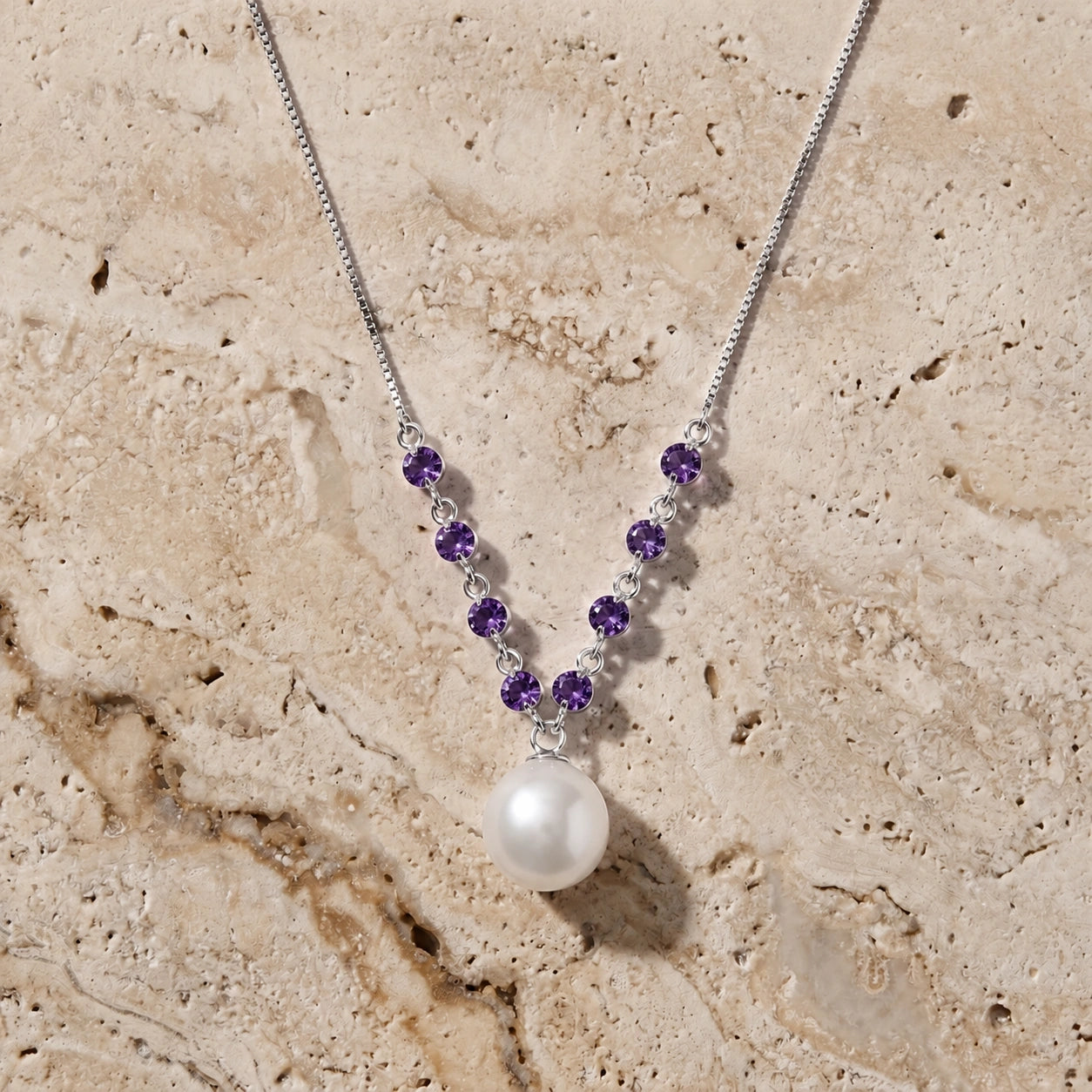 White Gold Necklace Pearl 10K — Elvira