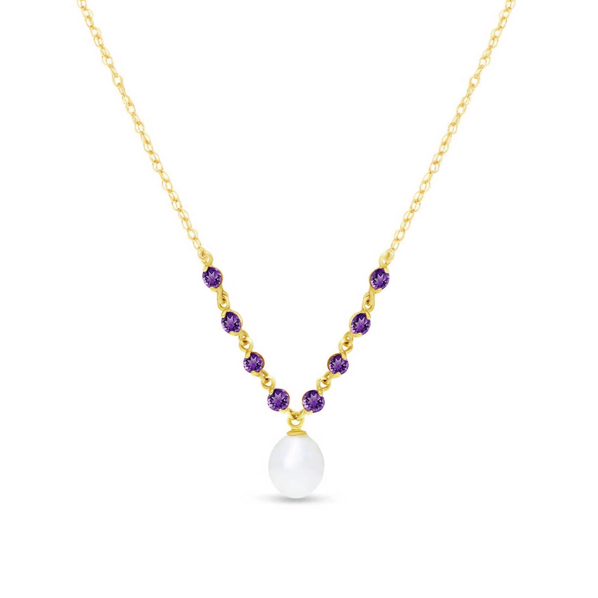Yellow Gold Necklace Pearl 10K — Elvira