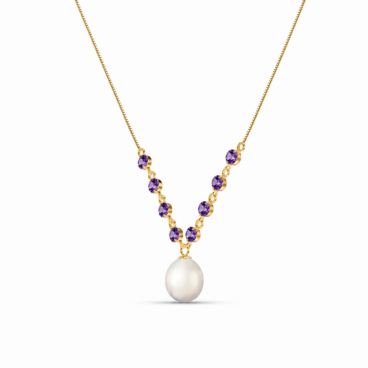 Yellow Gold Necklace Pearl 10K — Elvira