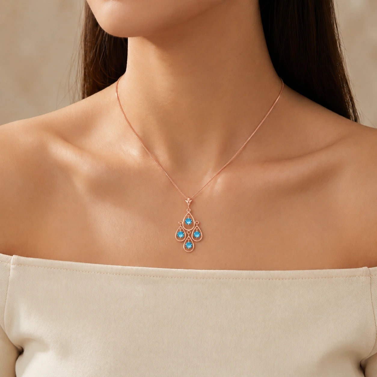 Rose Gold Vintage Necklace Blue Topaz 10K — Elisabetta