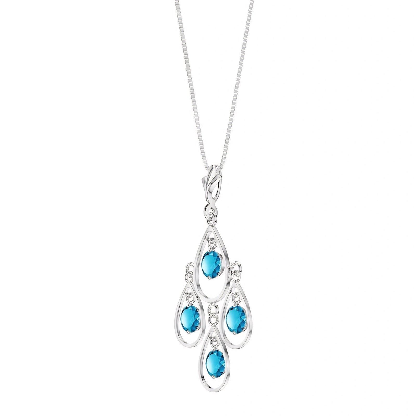 White Gold Vintage Necklace Blue Topaz 10K — Elisabetta