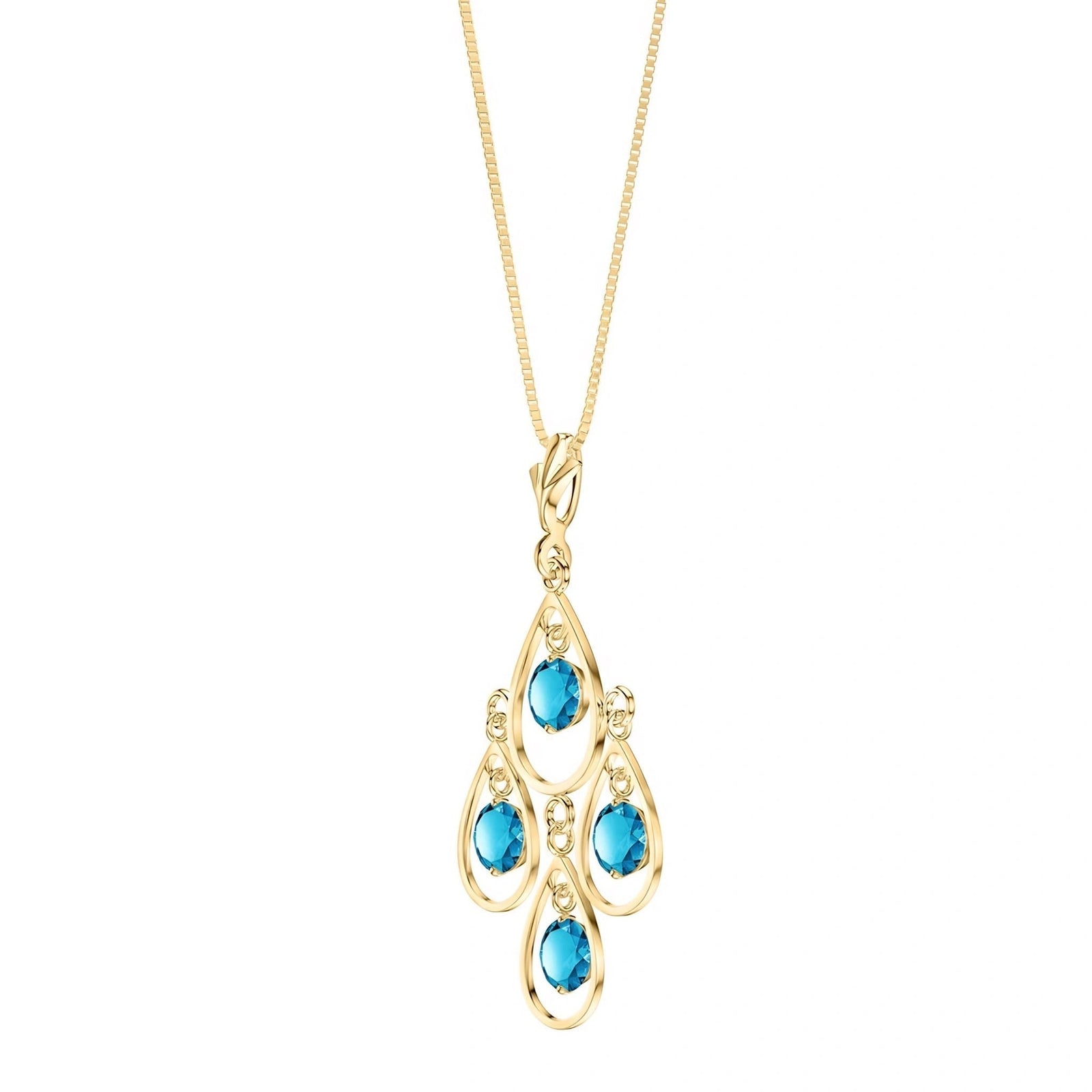 Yellow Gold Vintage Necklace Blue Topaz 10K — Elisabetta