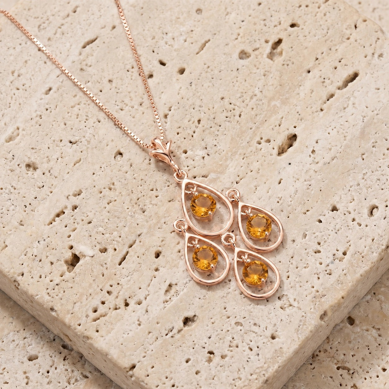 Rose Gold Vintage Necklace Citrine 10K — Elisabetta