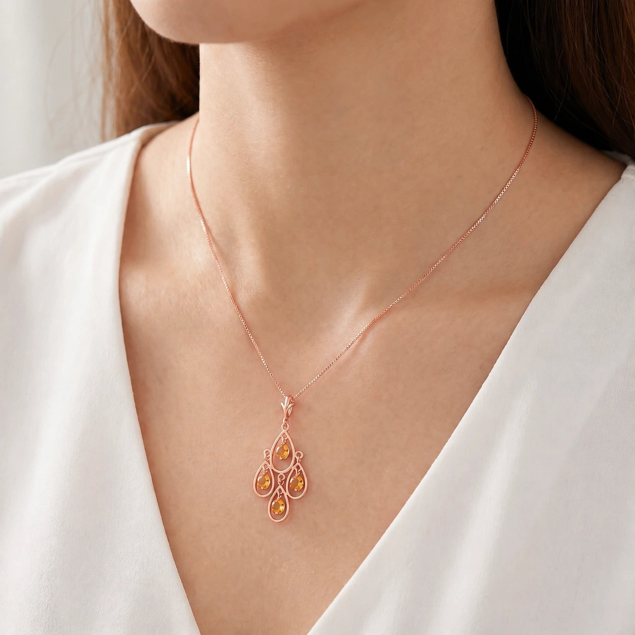 Rose Gold Vintage Necklace Citrine 10K — Elisabetta