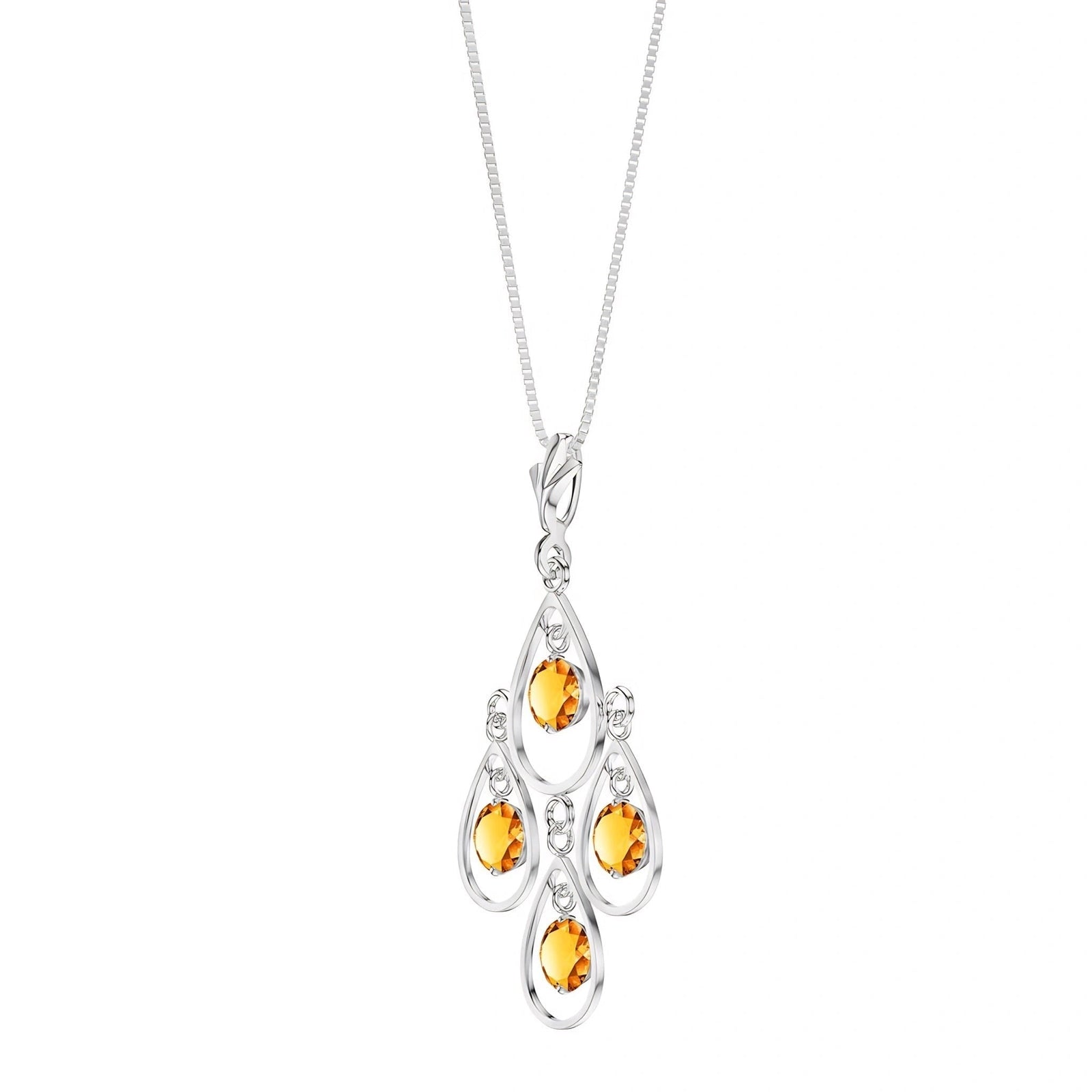 White Gold Vintage Necklace Citrine 10K — Elisabetta