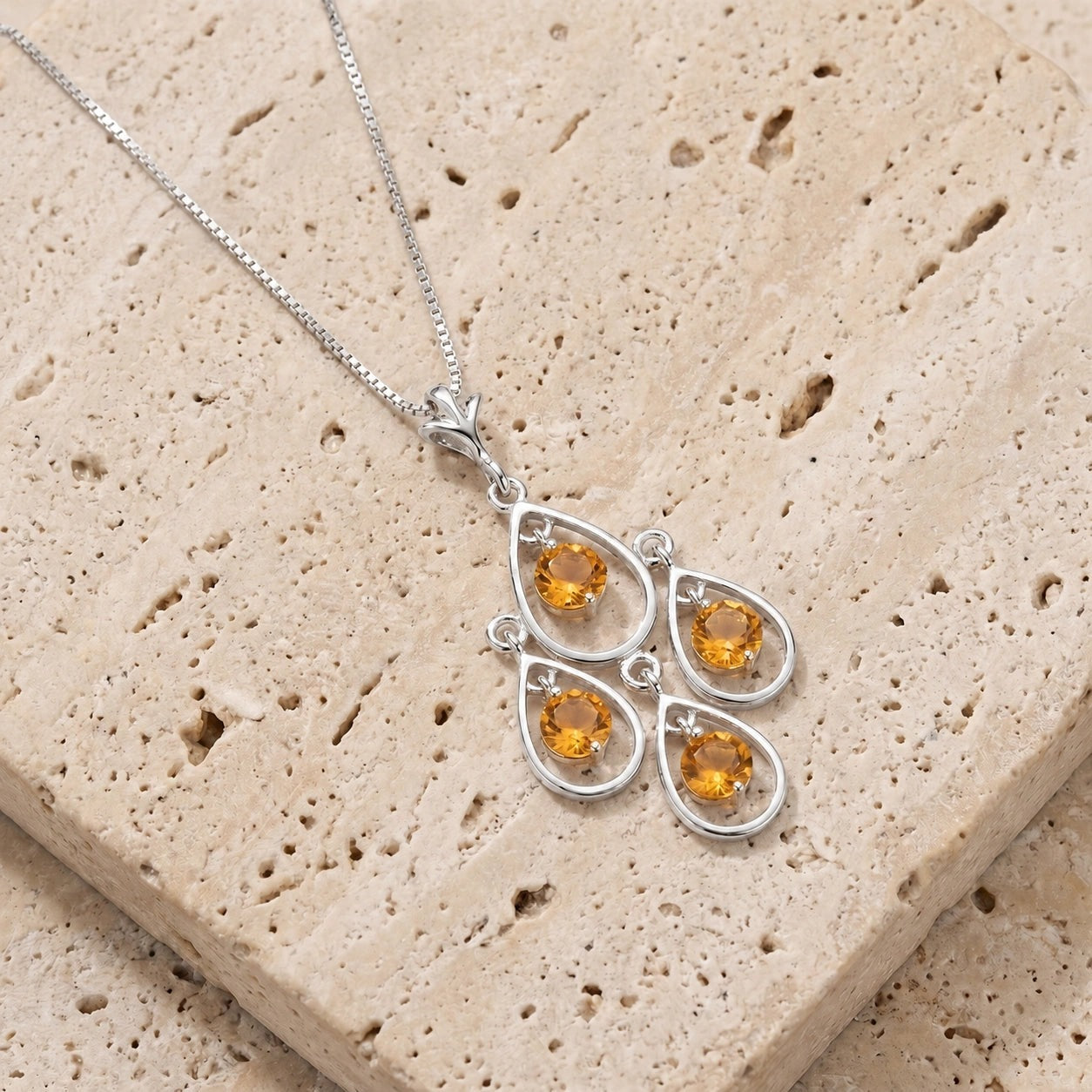 White Gold Vintage Necklace Citrine 10K — Elisabetta