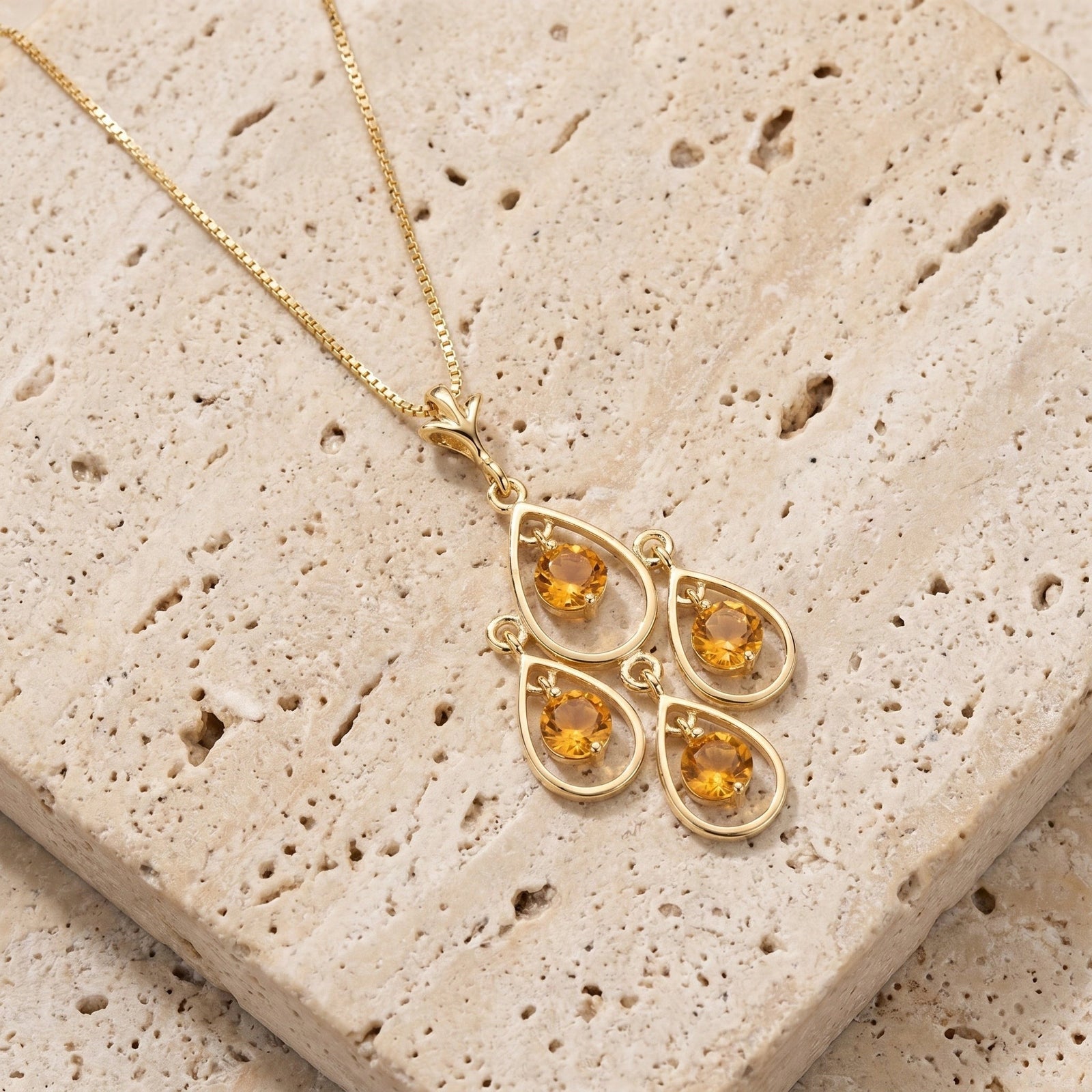 Yellow Gold Vintage Necklace Citrine 10K — Elisabetta