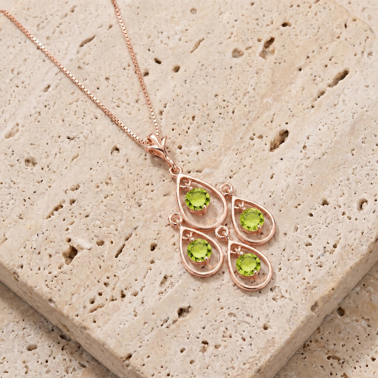 Rose Gold Vintage Necklace Peridot 10K — Elisabetta
