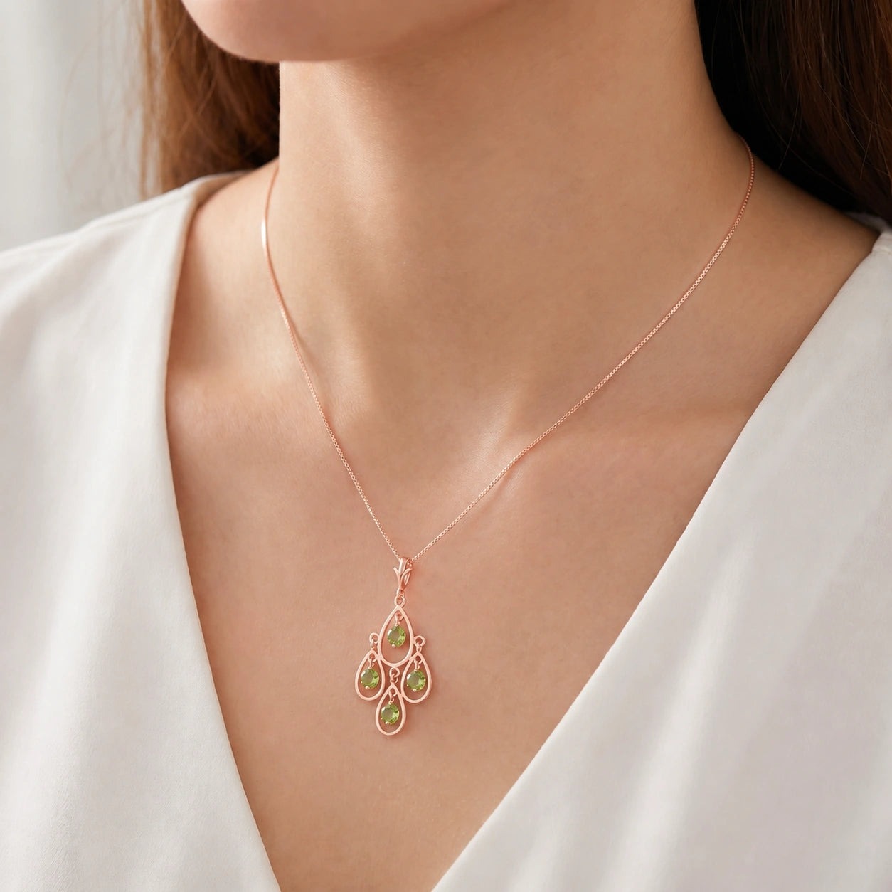 Rose Gold Vintage Necklace Peridot 10K — Elisabetta