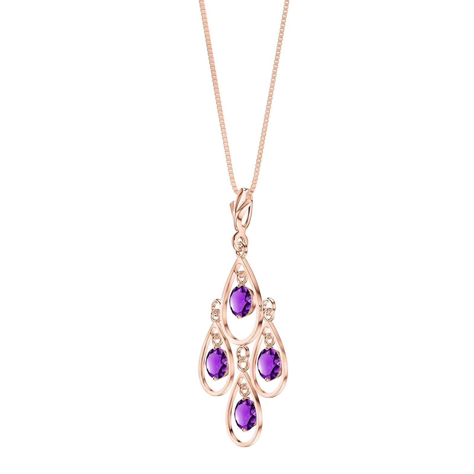Rose Gold Vintage Necklace Amethyst 10K — Elisabetta