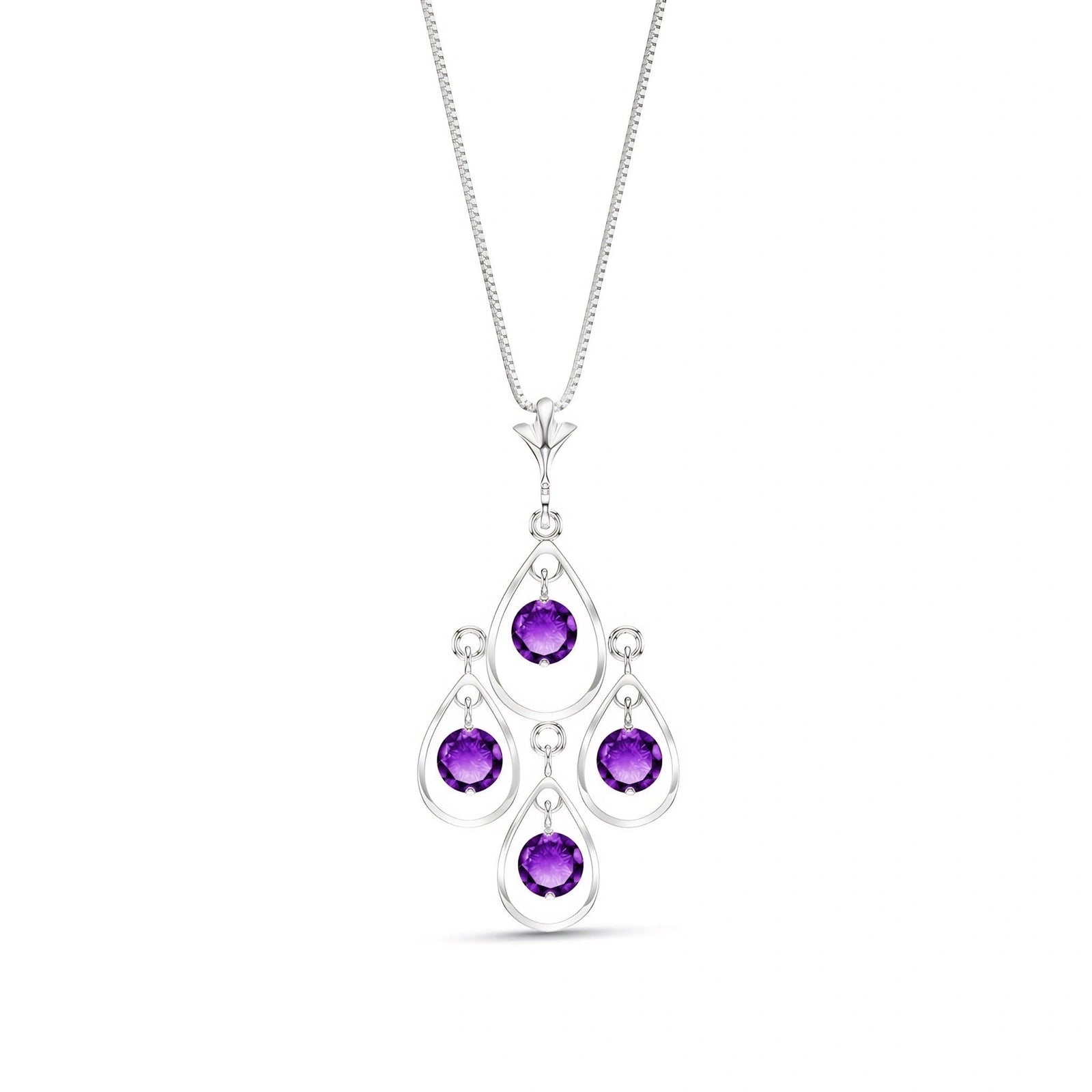White Gold Vintage Necklace Amethyst 10K — Elisabetta