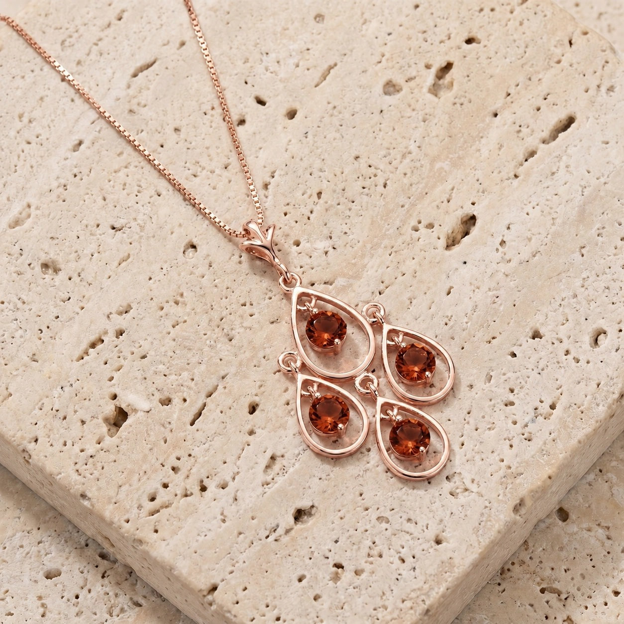 Rose Gold Vintage Necklace Garnet 10K — Elisabetta