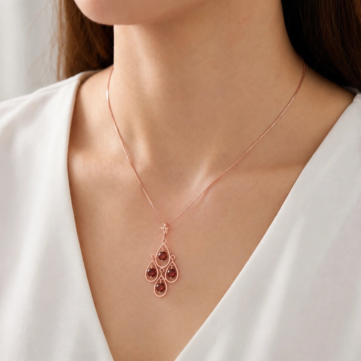 Rose Gold Vintage Necklace Garnet 10K — Elisabetta