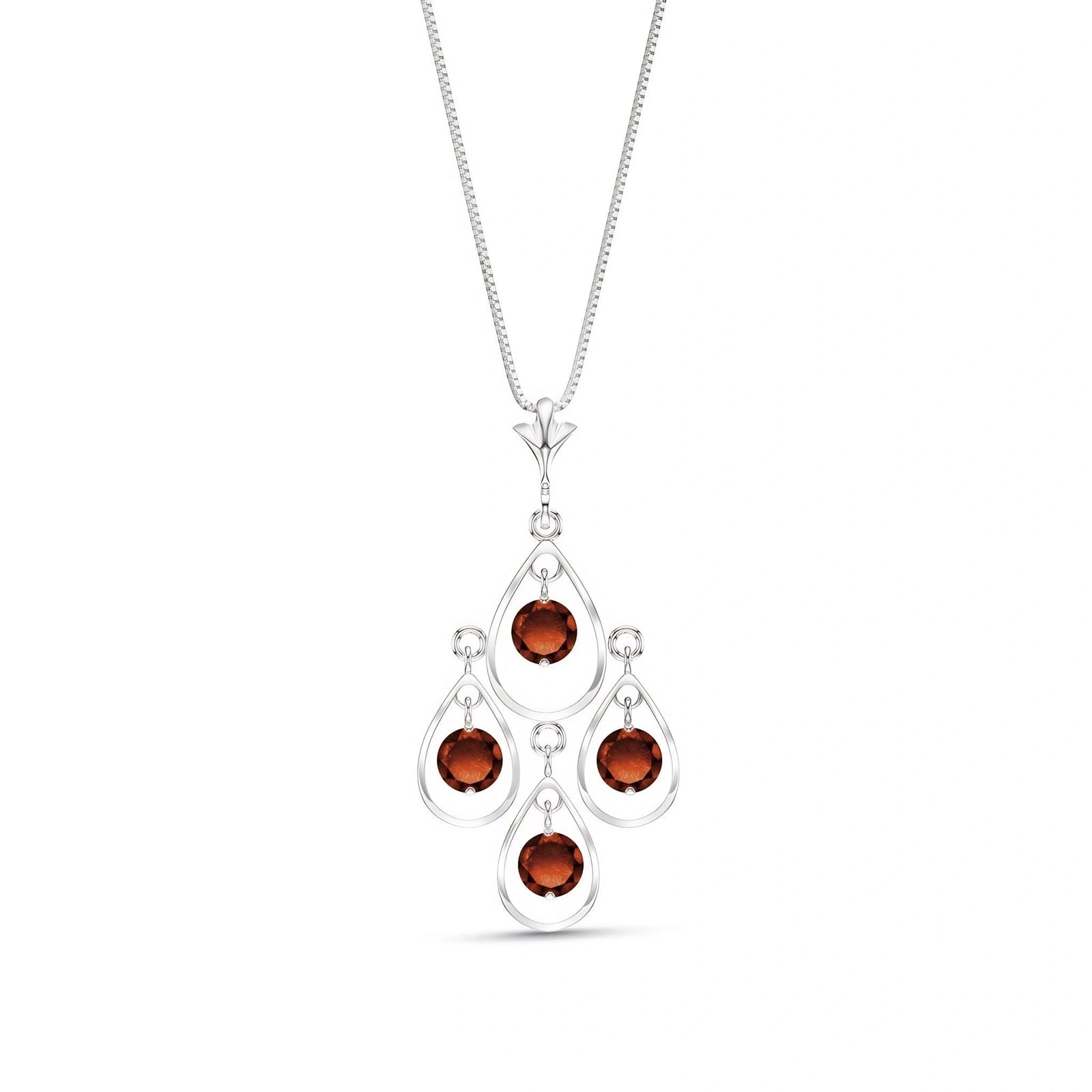 White Gold Vintage Necklace Garnet 10K — Elisabetta