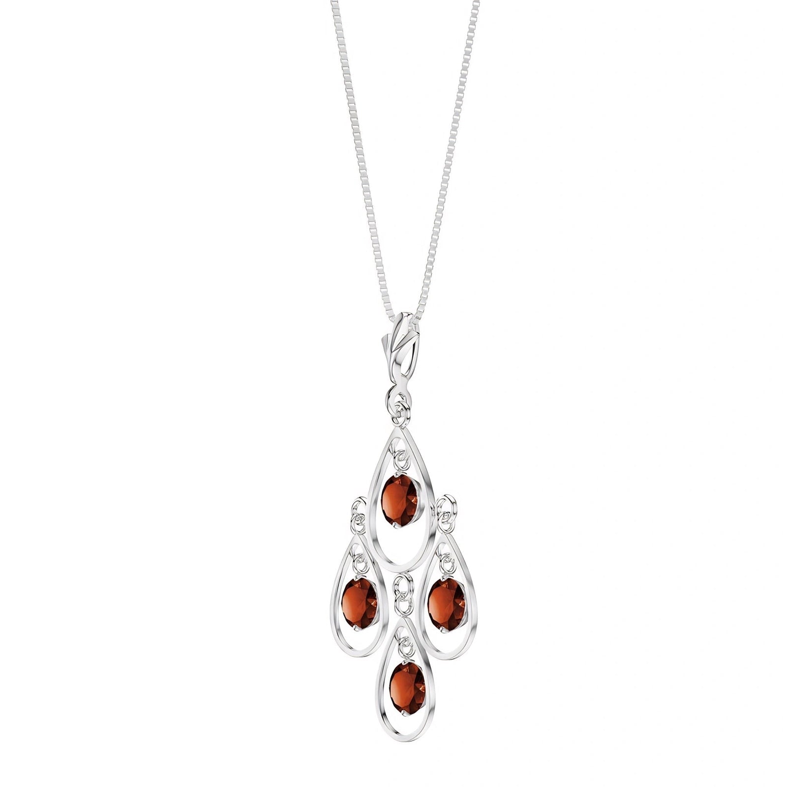 White Gold Vintage Necklace Garnet 10K — Elisabetta
