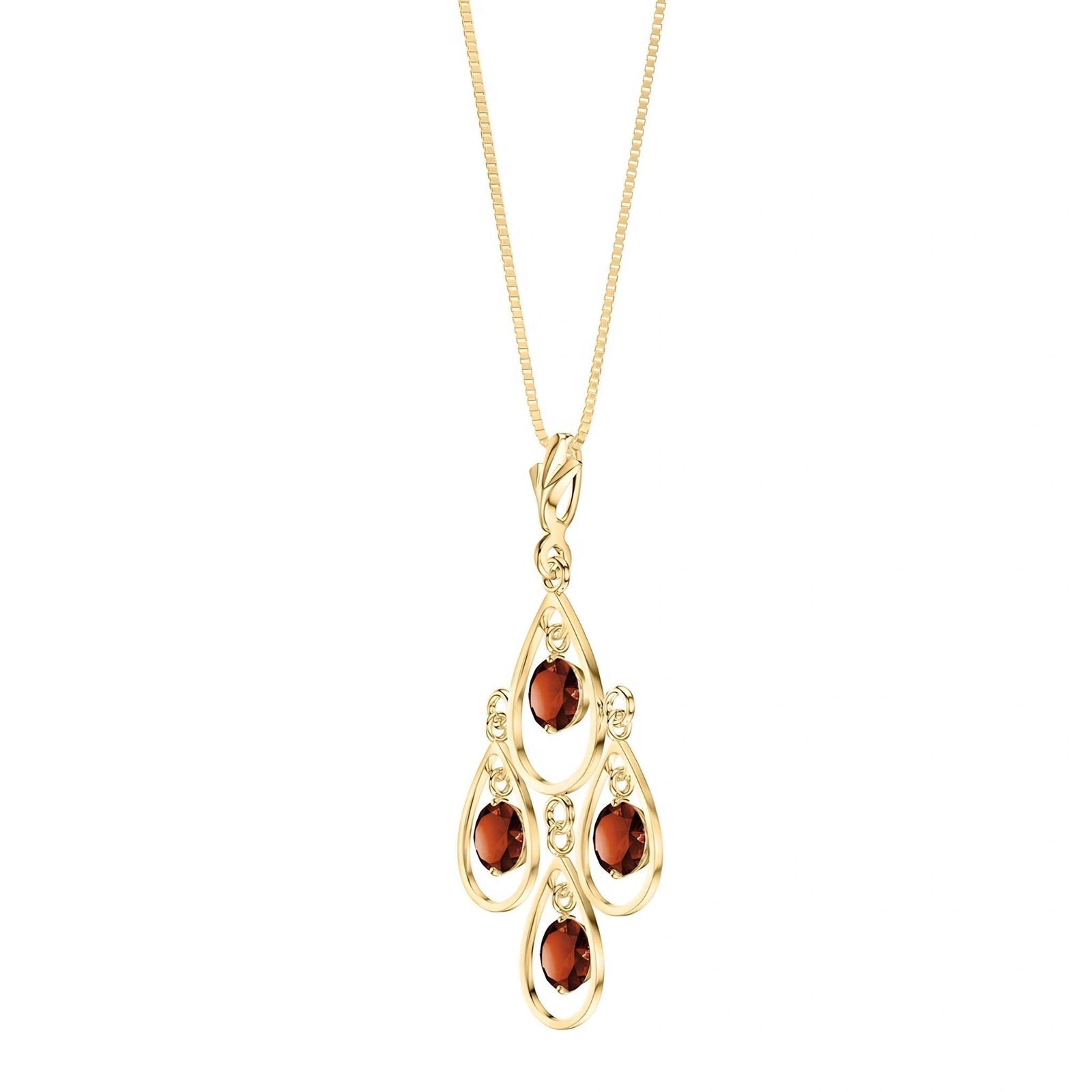 Yellow Gold Vintage Necklace Garnet 10K — Elisabetta