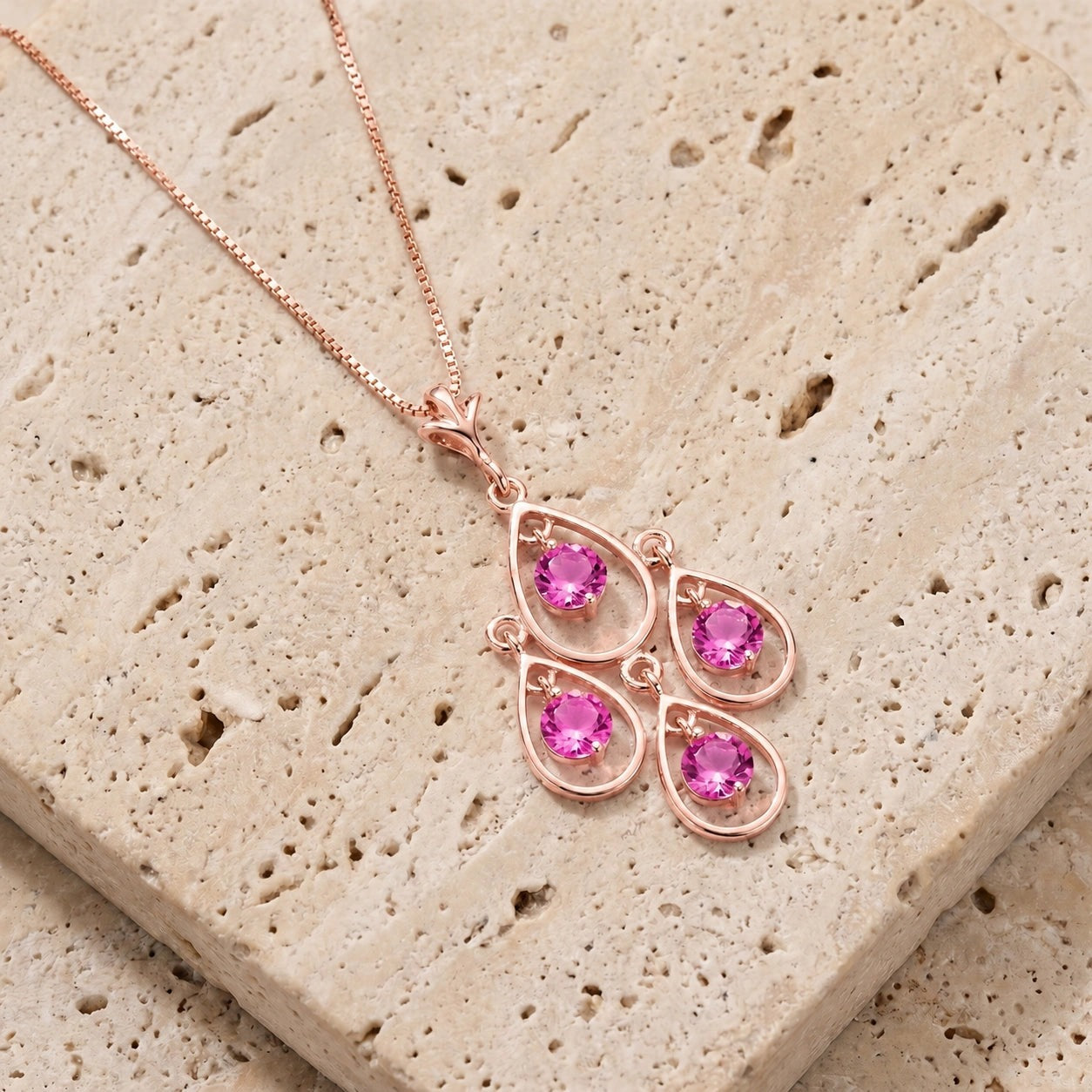 Rose Gold Vintage Necklace Pink Topaz 10K — Elisabetta