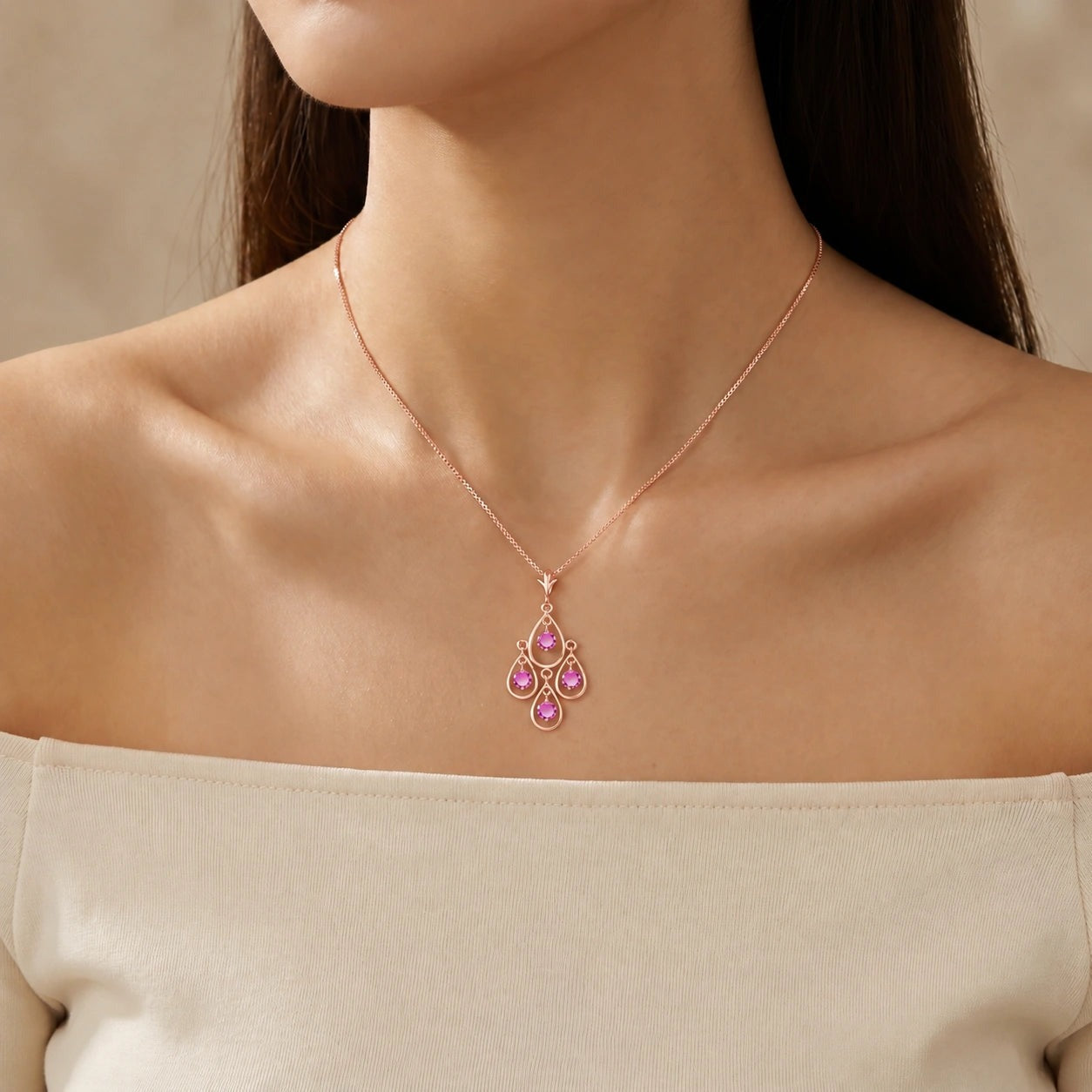 Rose Gold Vintage Necklace Pink Topaz 10K — Elisabetta
