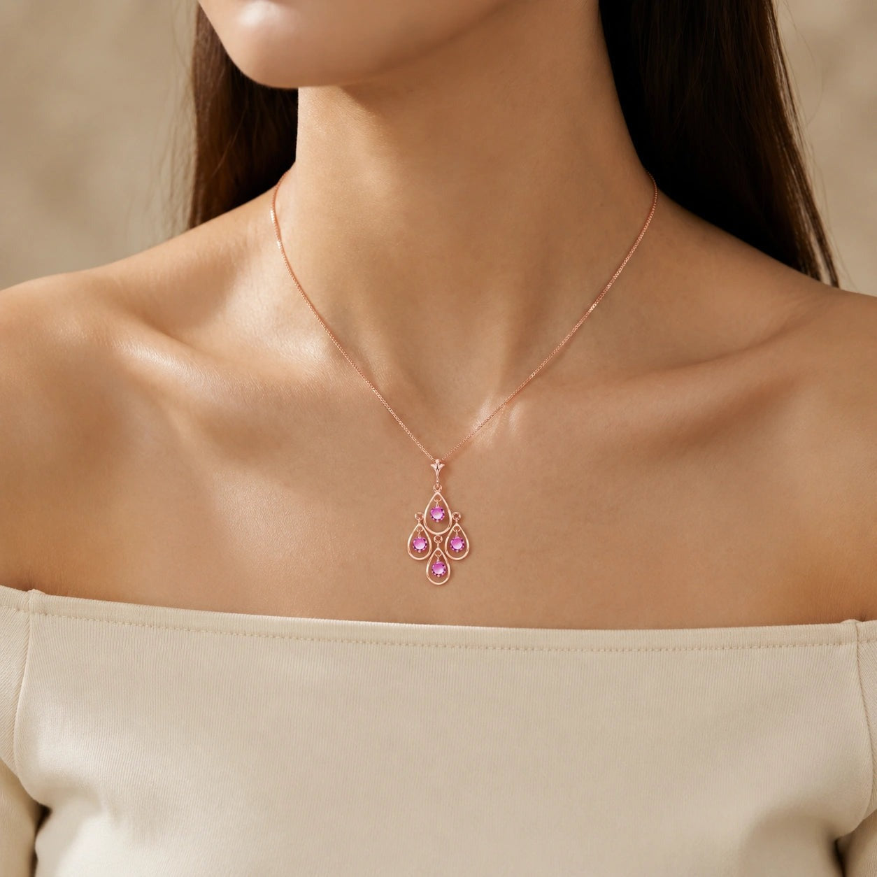 Rose Gold Vintage Necklace Pink Topaz 10K — Elisabetta