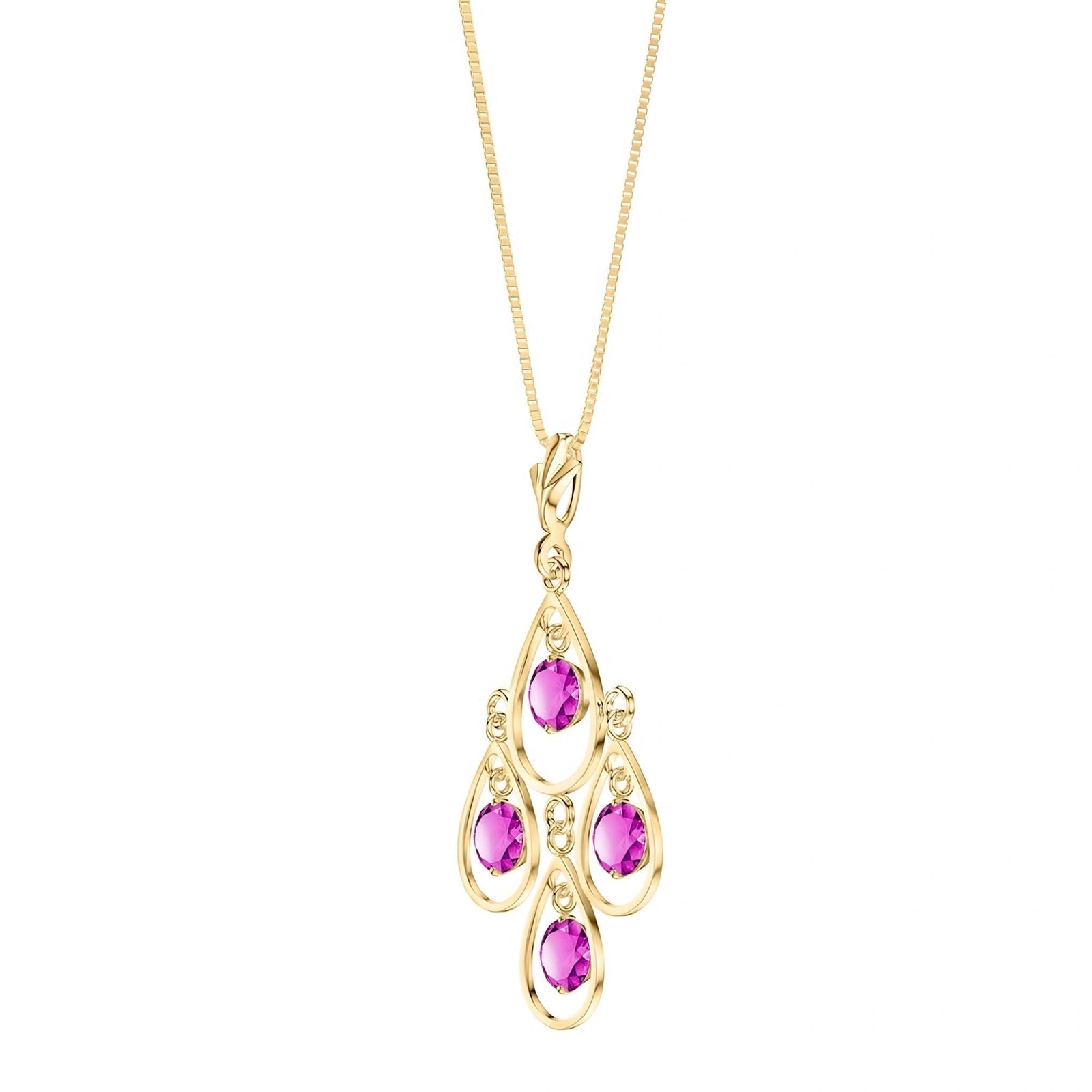 Yellow Gold Vintage Necklace Pink Topaz 10K — Elisabetta