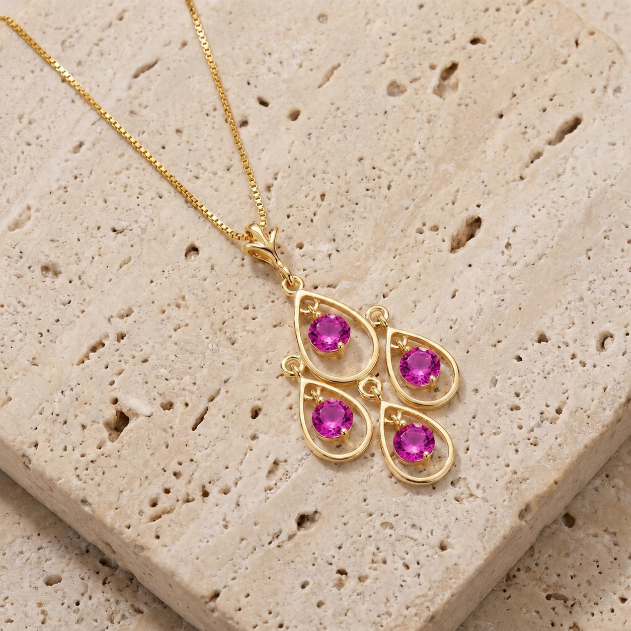 Yellow Gold Vintage Necklace Pink Topaz 10K — Elisabetta