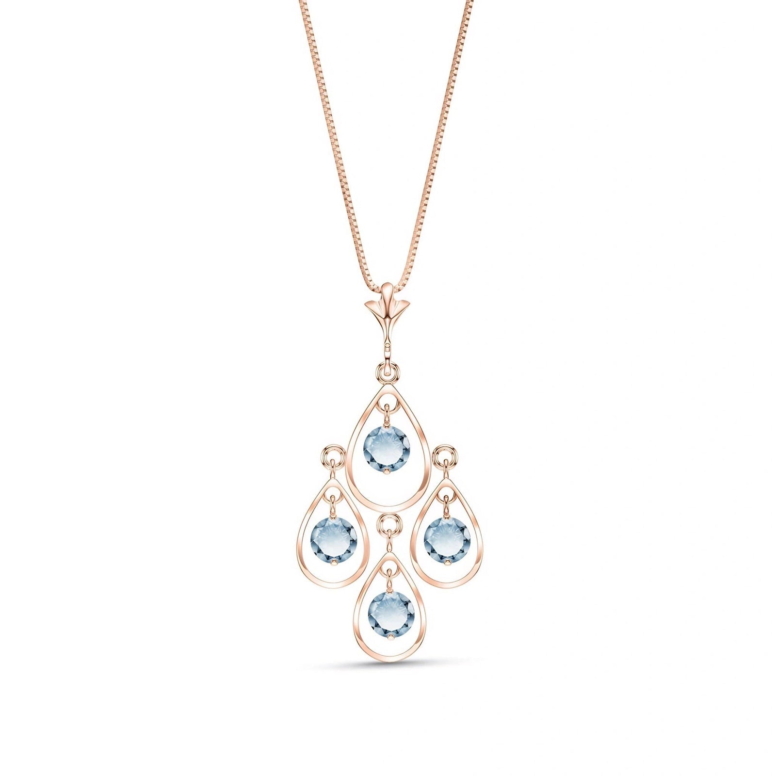 Rose Gold Vintage Necklace Aquamarine 10K — Elisabetta