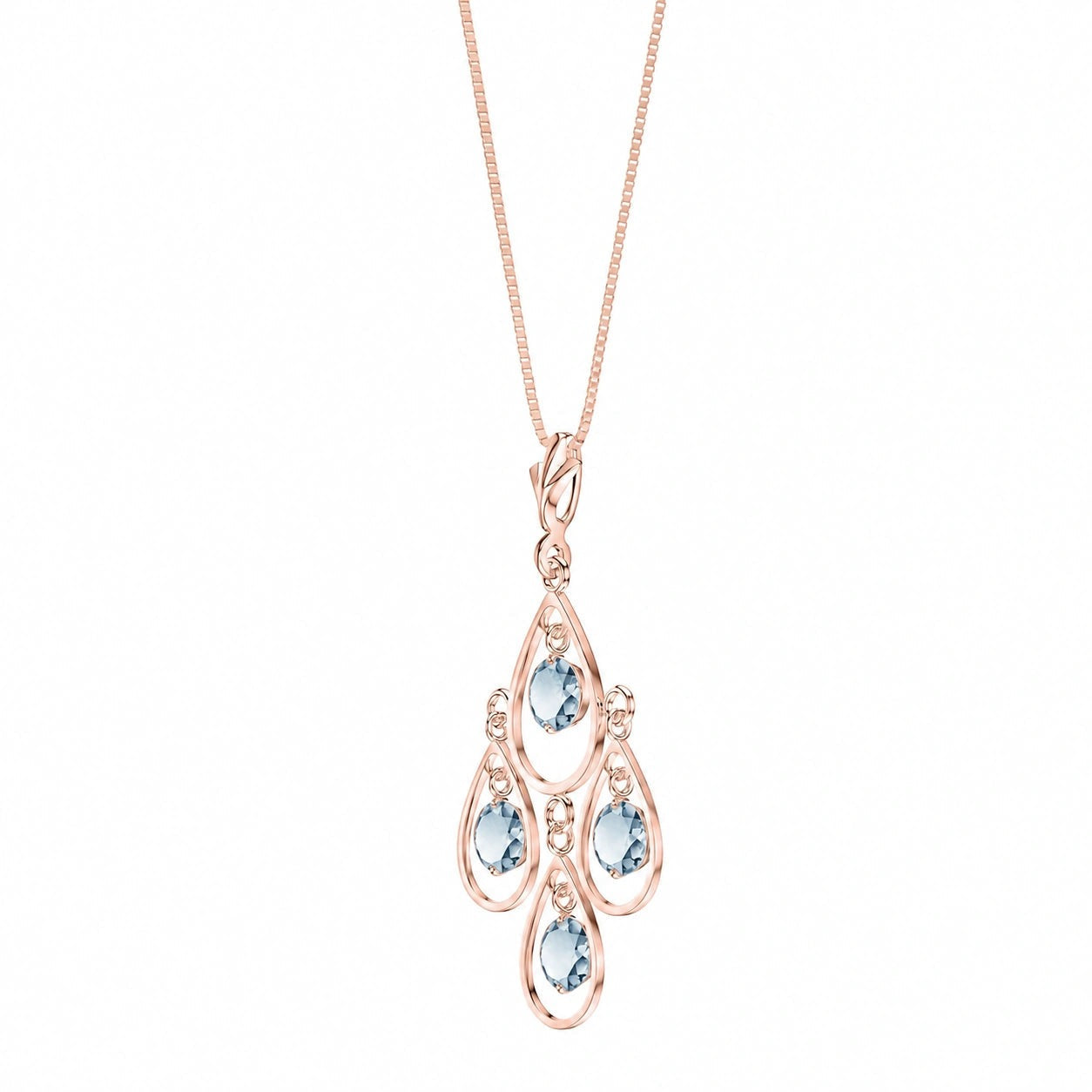 Rose Gold Vintage Necklace Aquamarine 10K — Elisabetta