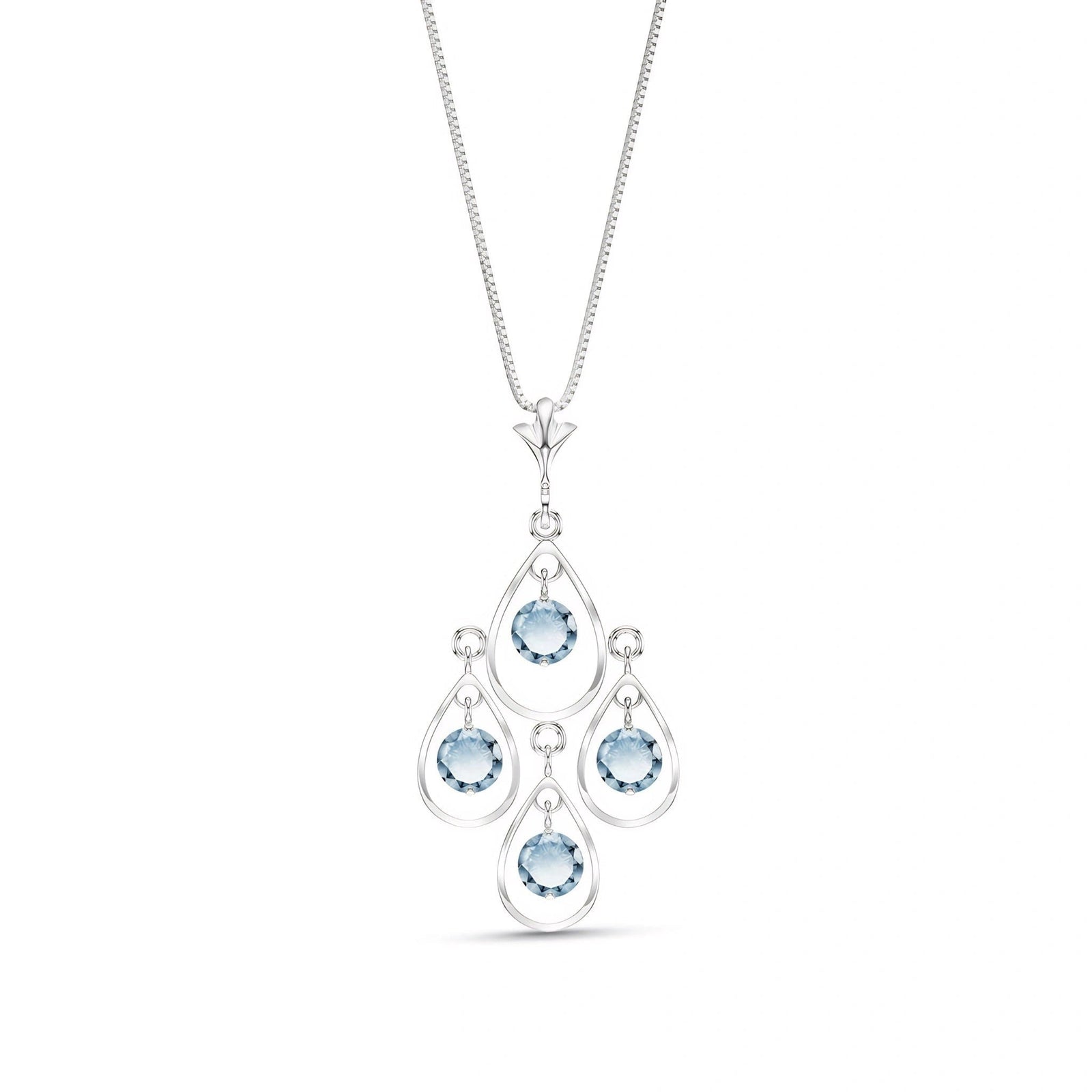 White Gold Vintage Necklace Aquamarine 10K — Elisabetta