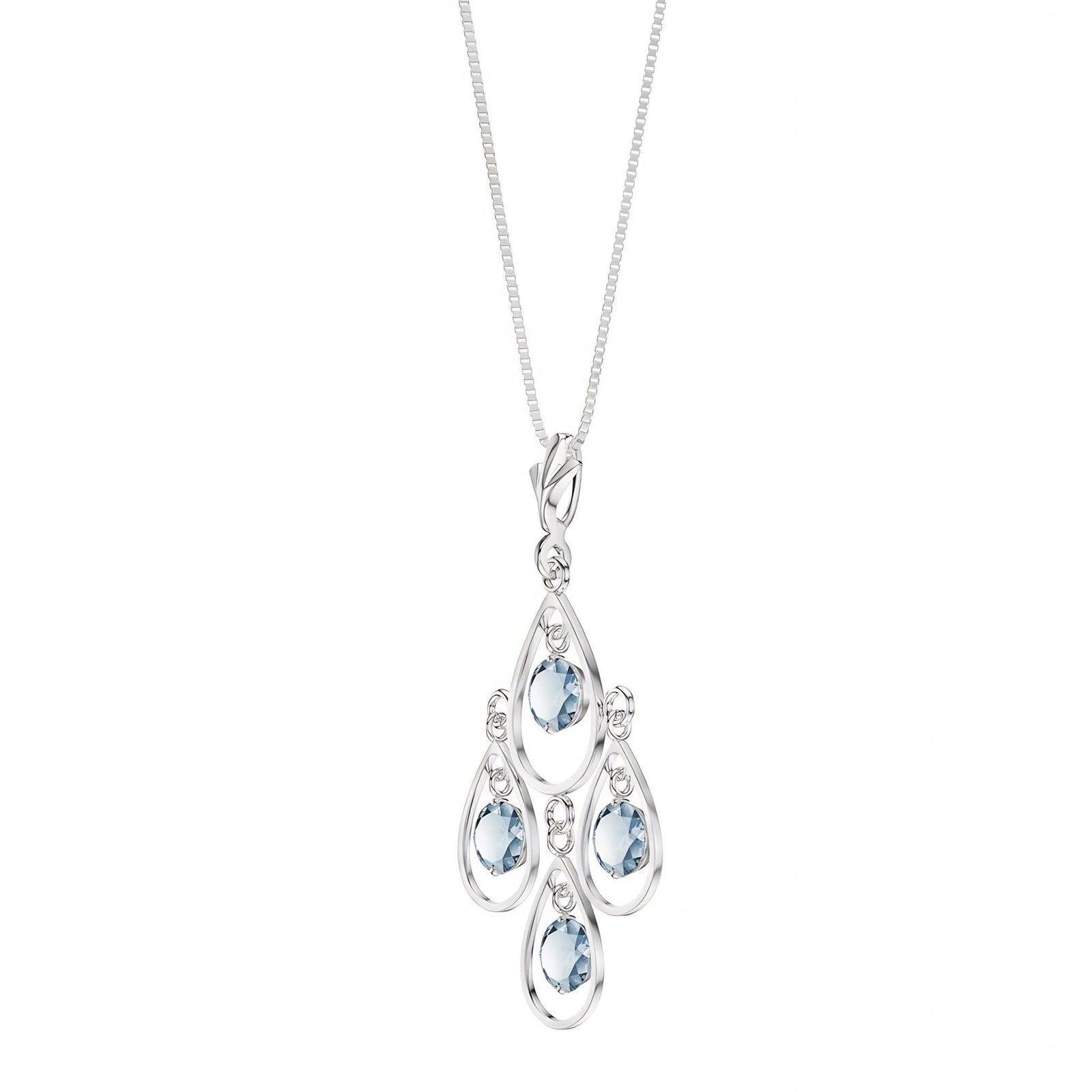 White Gold Vintage Necklace Aquamarine 10K — Elisabetta