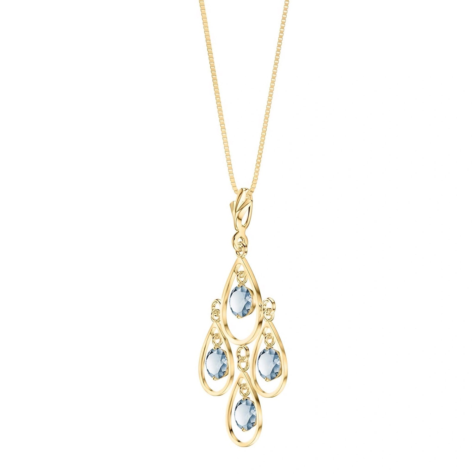 Yellow Gold Vintage Necklace Aquamarine 10K — Elisabetta