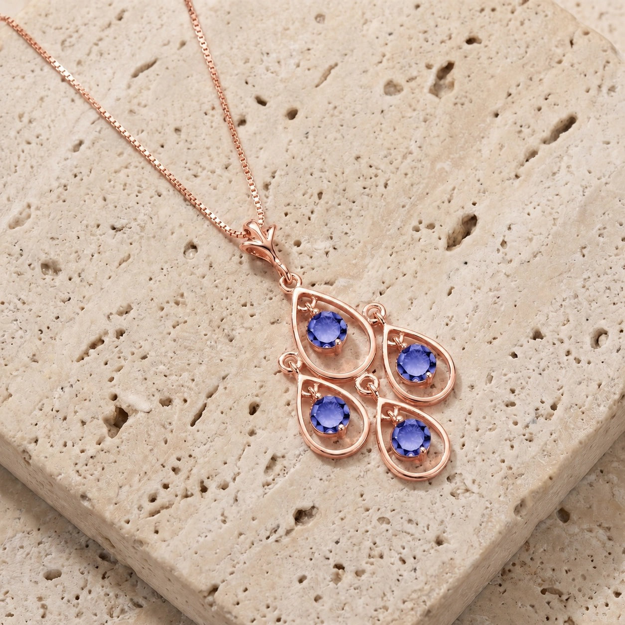 Rose Gold Vintage Necklace Tanzanite 10K — Elisabetta