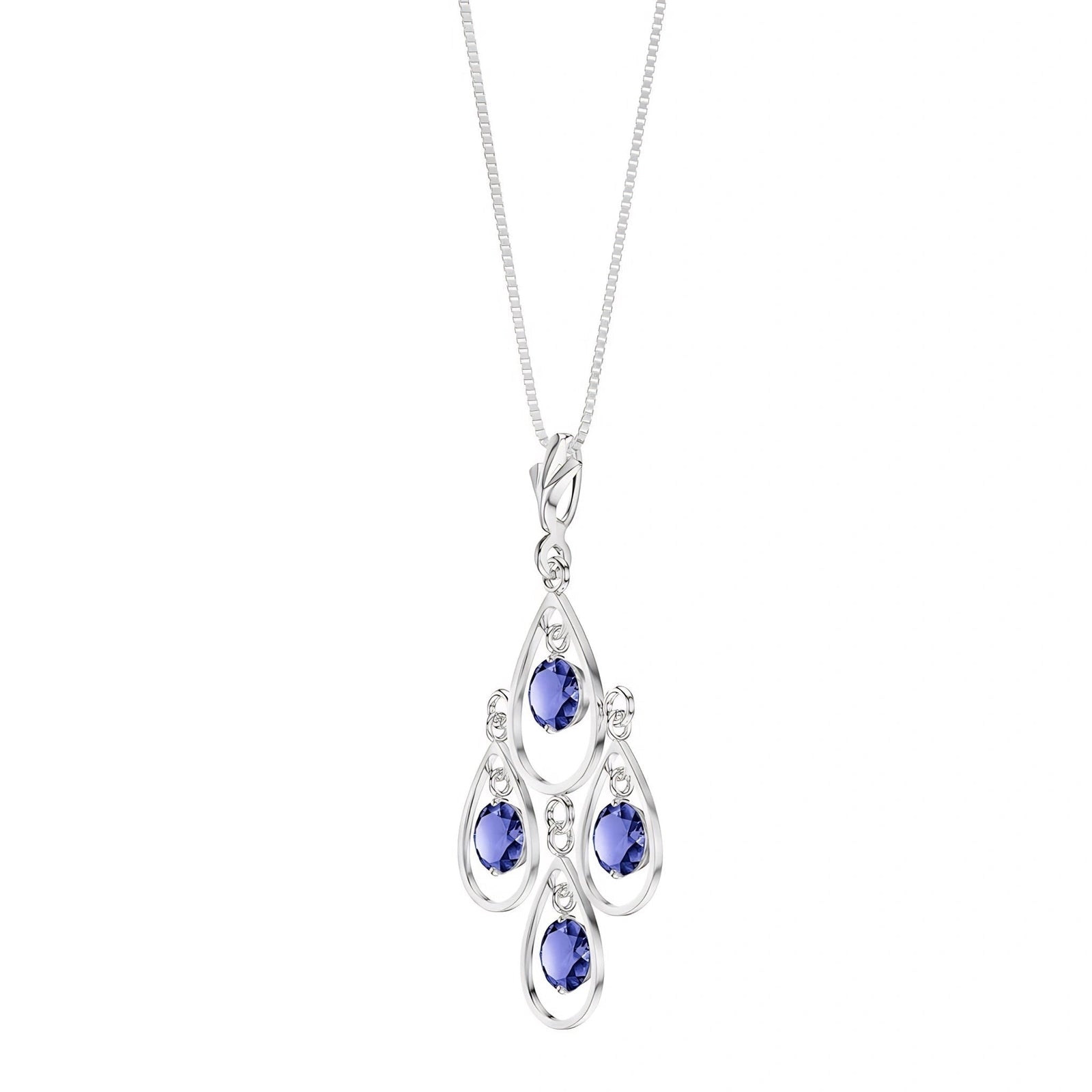 White Gold Vintage Necklace Tanzanite 10K — Elisabetta