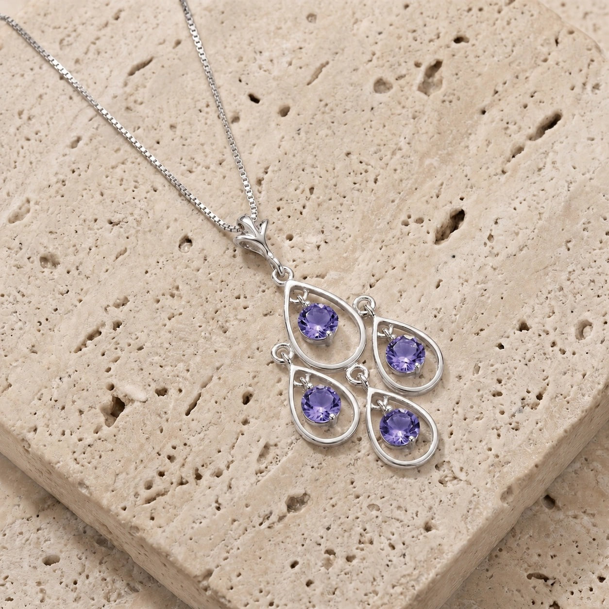 White Gold Vintage Necklace Tanzanite 10K — Elisabetta