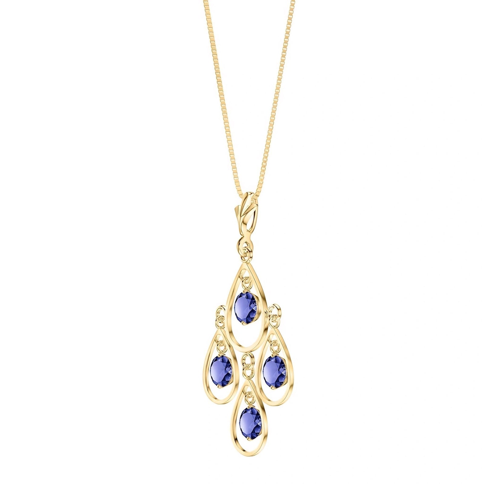 Yellow Gold Vintage Necklace Tanzanite 10K — Elisabetta