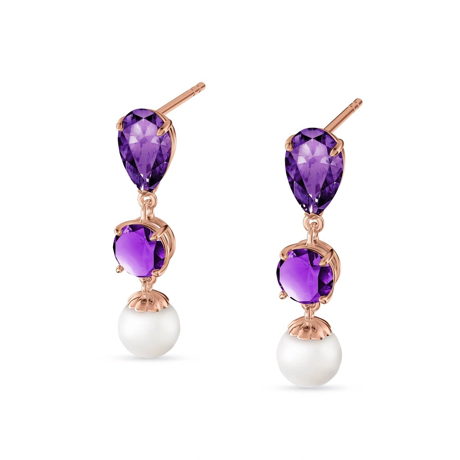 Rose Gold Pearl & Amethyst — Mariacaterina