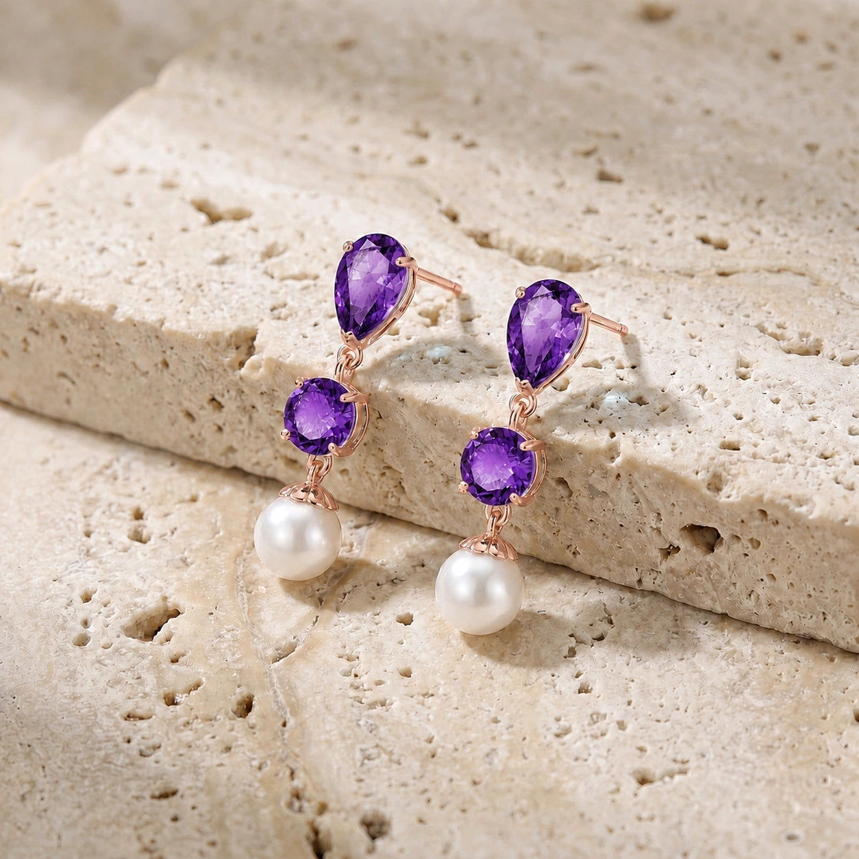 Rose Gold Pearl & Amethyst — Mariacaterina