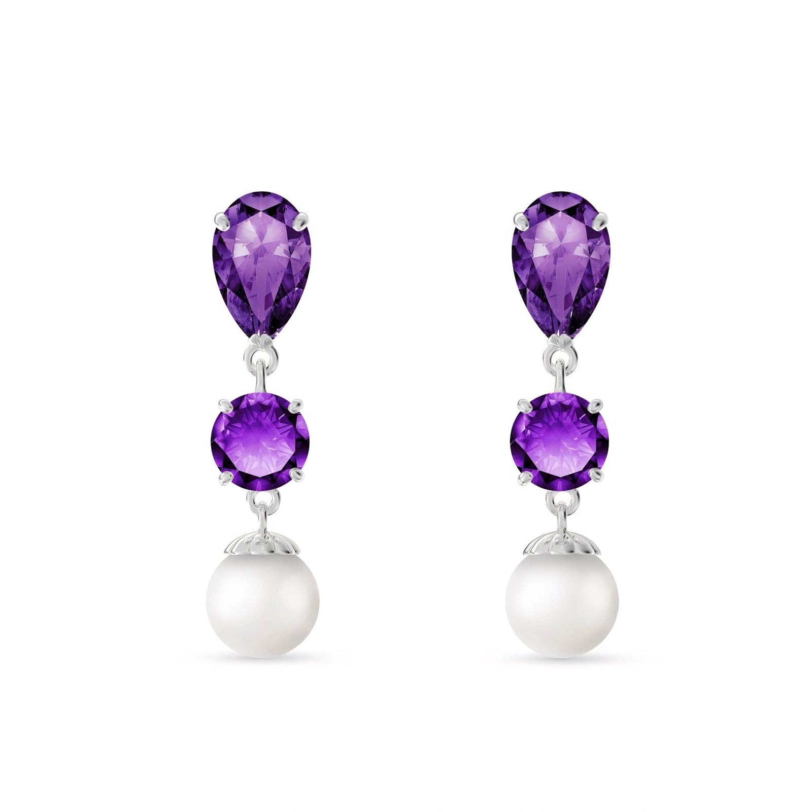 White Gold Pearl & Amethyst — Mariacaterina
