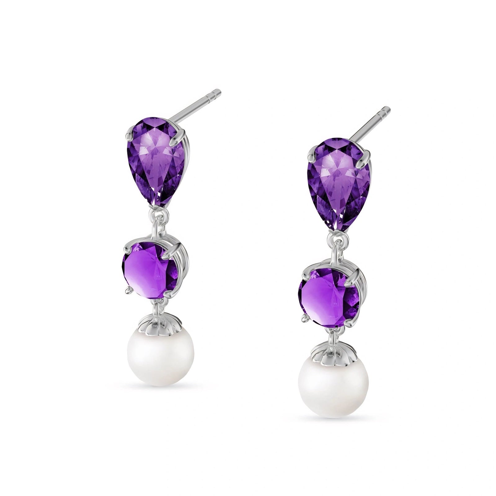White Gold Pearl & Amethyst — Mariacaterina