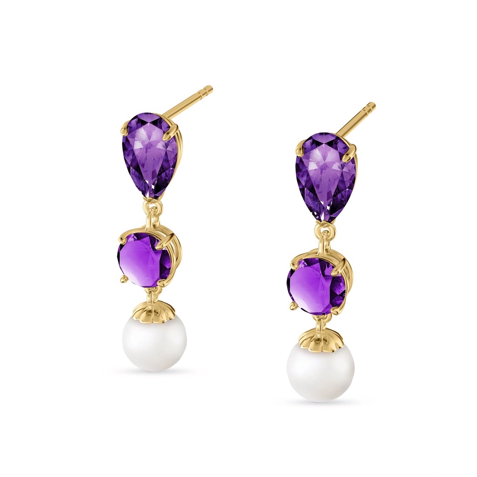 Yellow Gold Pearl & Amethyst — Mariacaterina