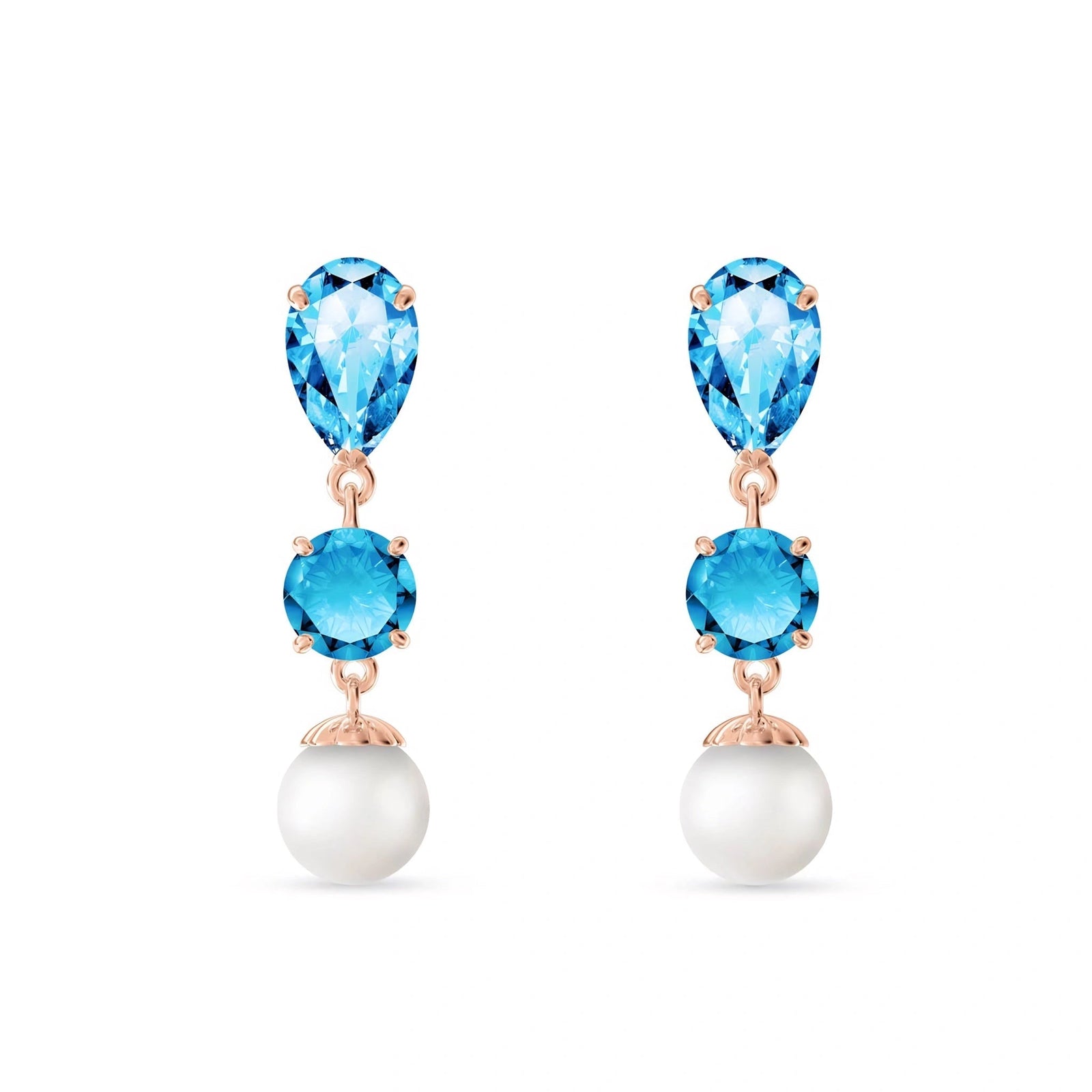 Rose Gold Pearl & Blue Topaz — Mariacaterina