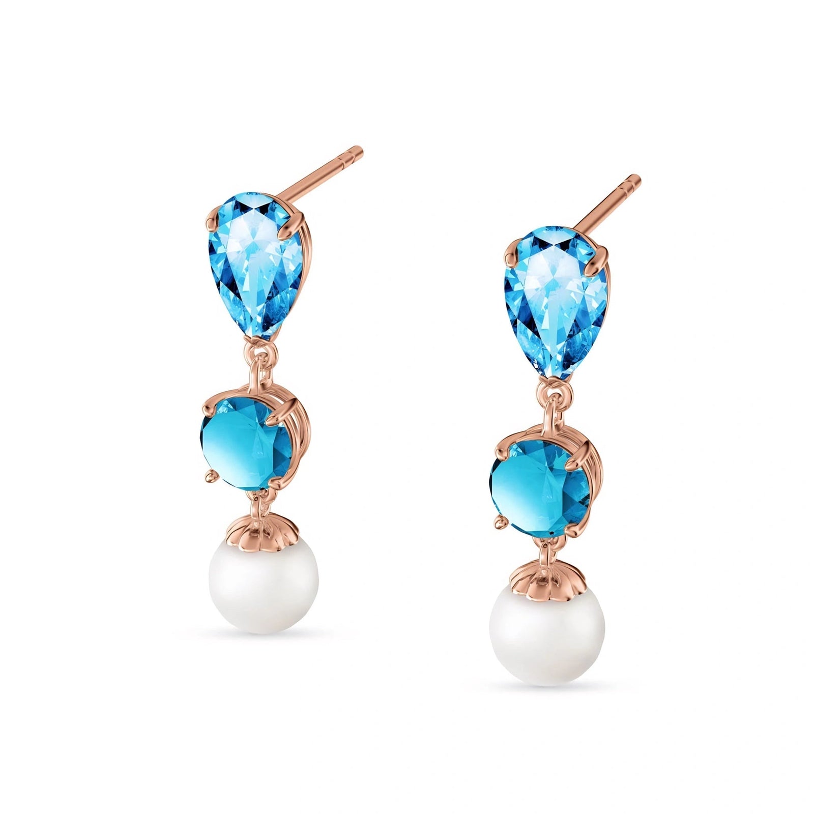 Rose Gold Pearl & Blue Topaz — Mariacaterina