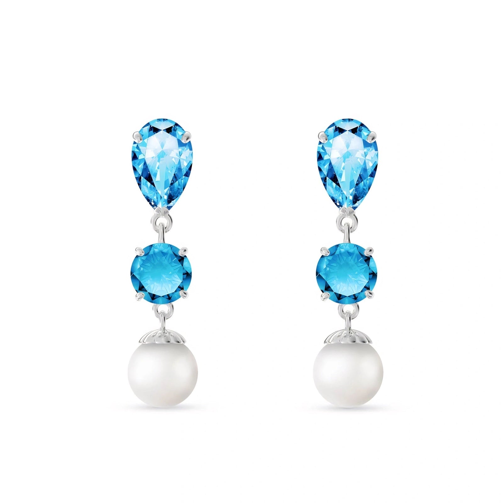 White Gold Pearl & Blue Topaz — Mariacaterina