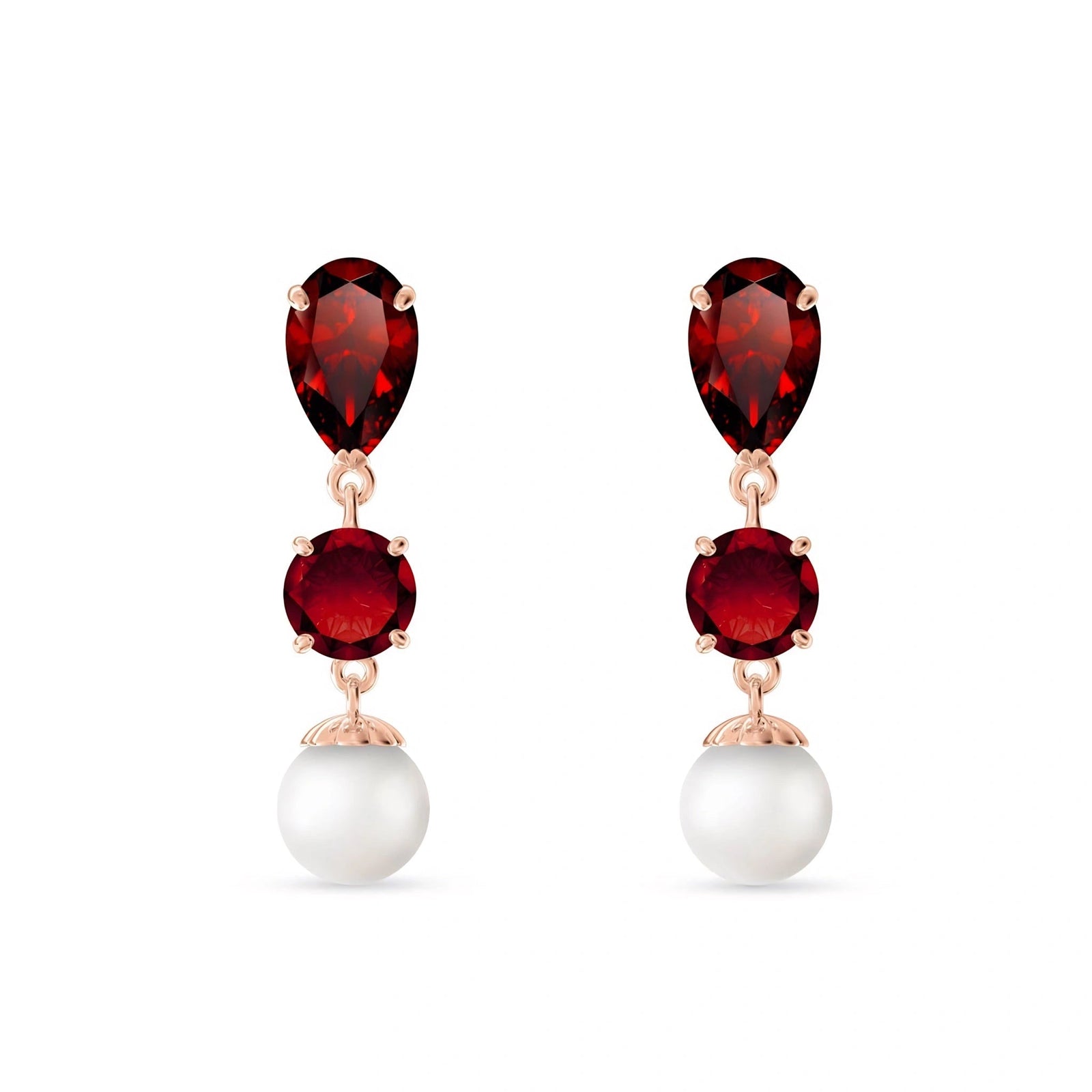 Rose Gold Pearl & Garnet — Mariacaterina