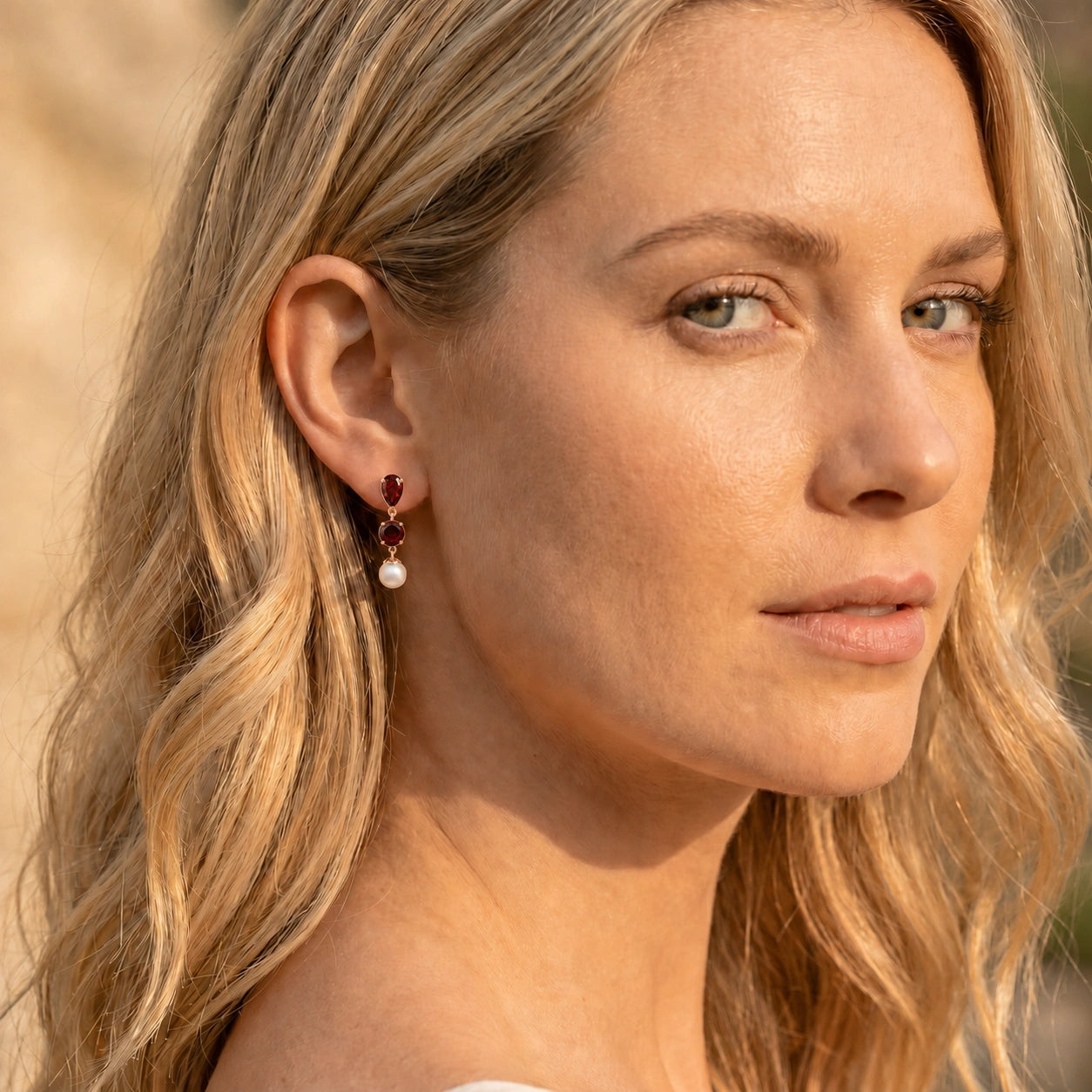 Rose Gold Pearl & Garnet — Mariacaterina