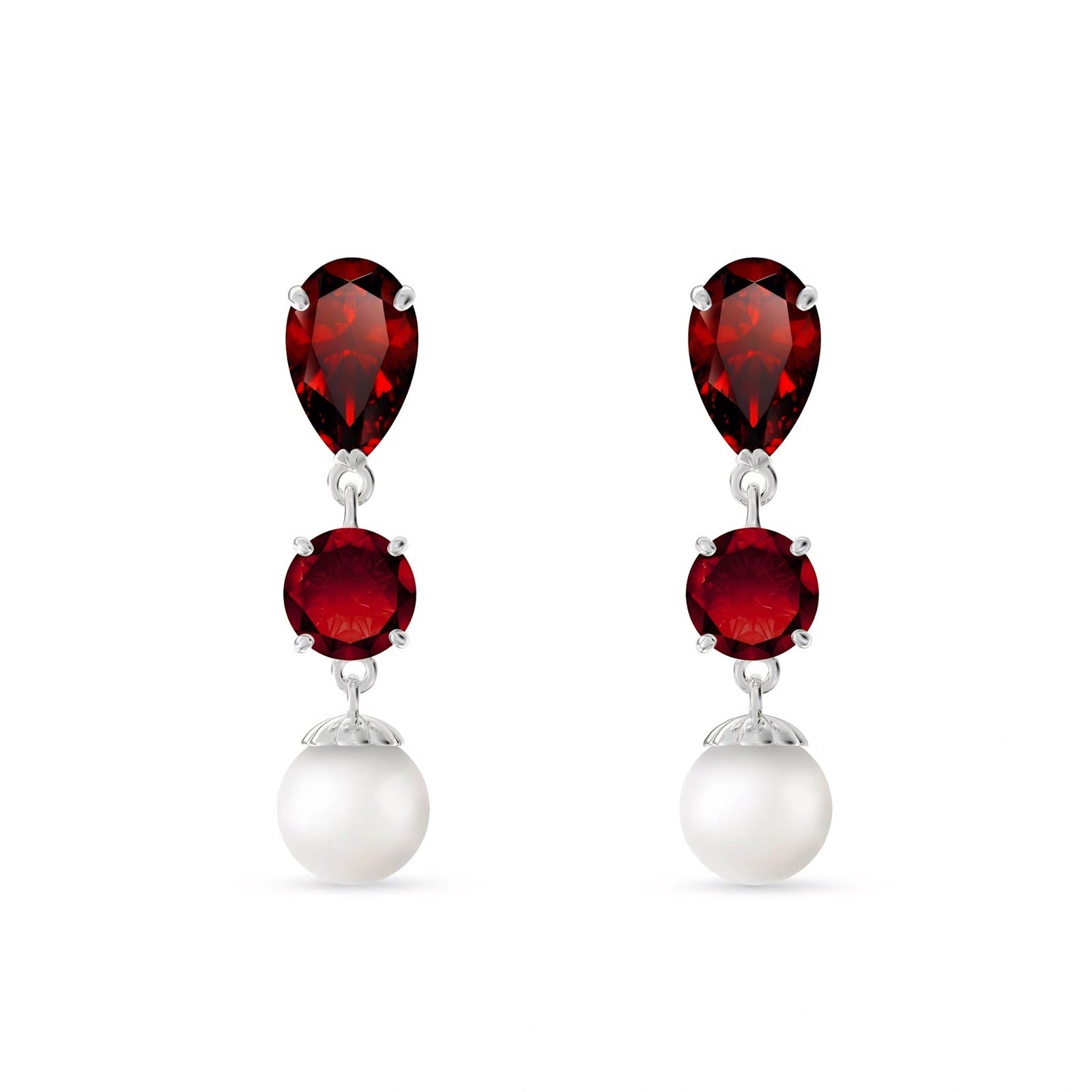 White Gold Pearl & Garnet — Mariacaterina