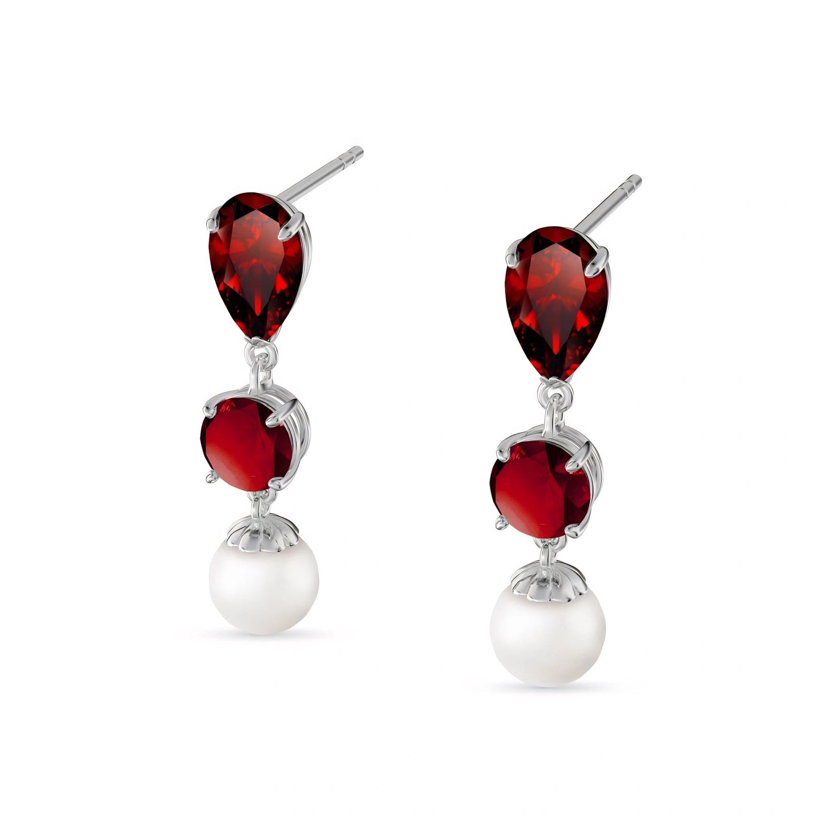 White Gold Pearl & Garnet — Mariacaterina